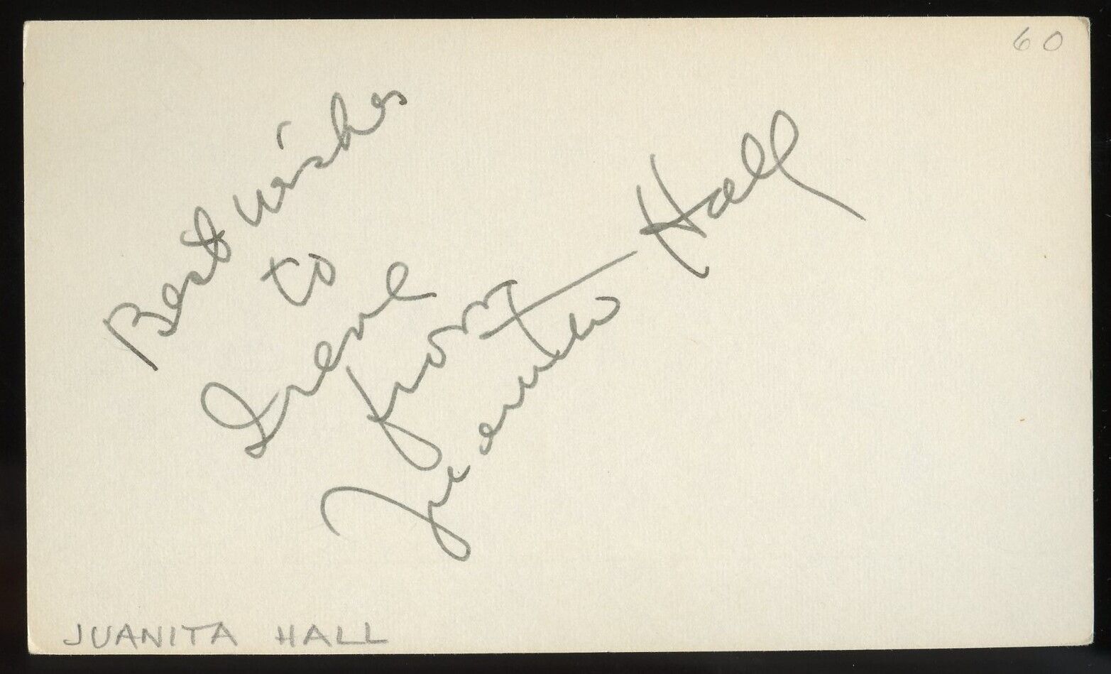 Juanita Hall d1968 signed autograph 3x5 Cut American Actress in the Rodgers