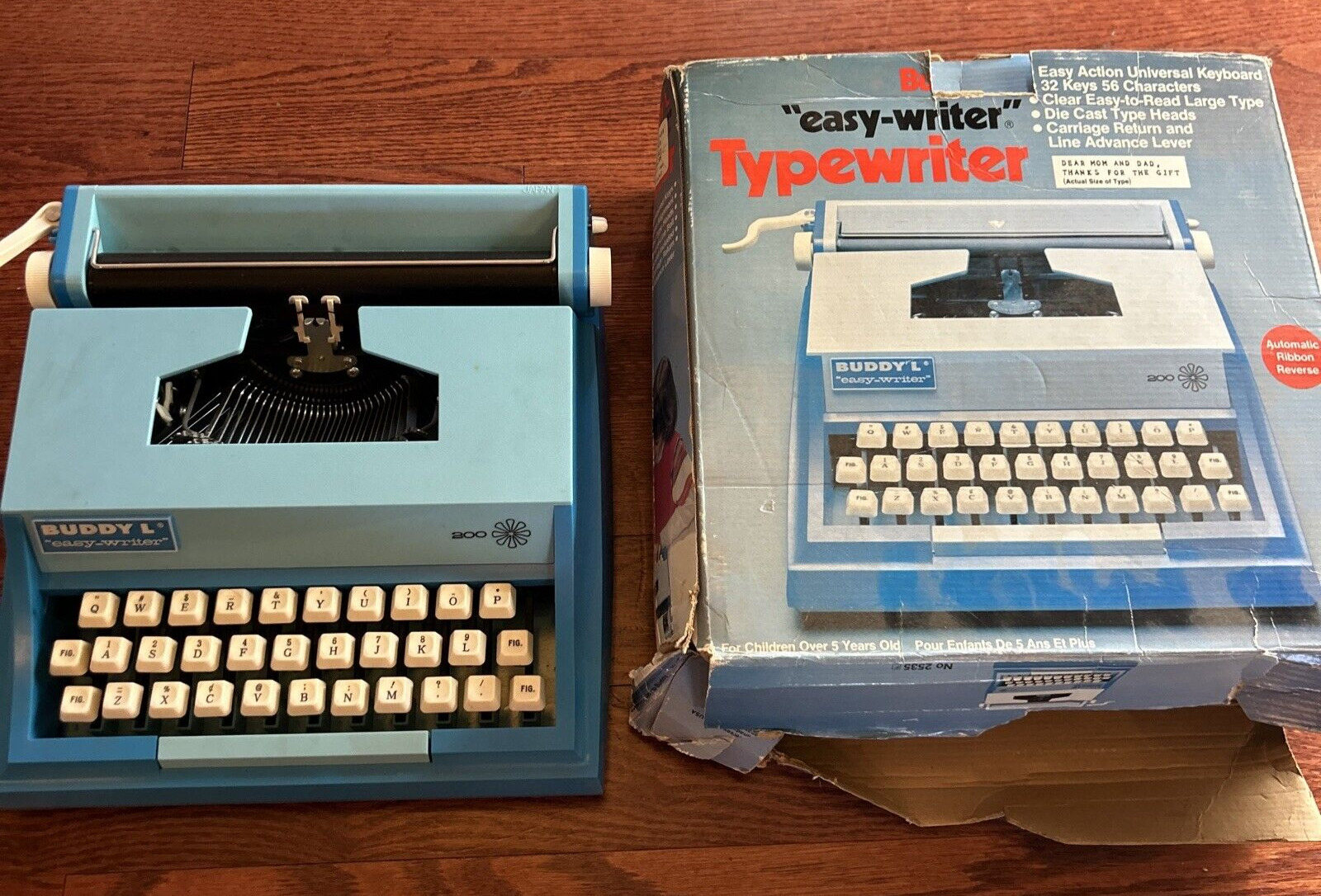 Vintage 1976 Buddy L Easy Writer 200 Toy Two Tone Blue Typewriter Japan 