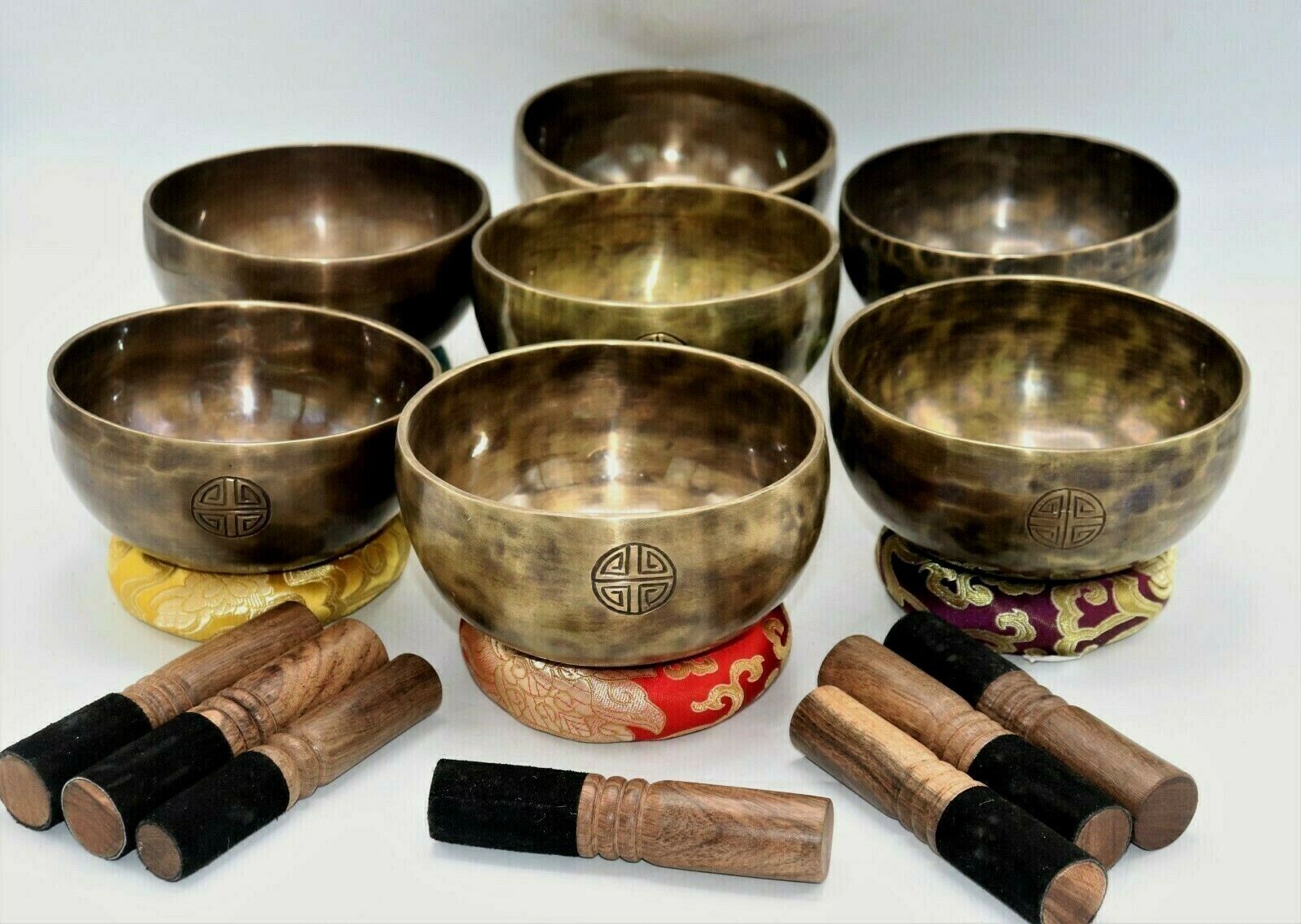 5 inches Set of 7 Authentic Full Moon singing bowls - Handmade singing bowls -