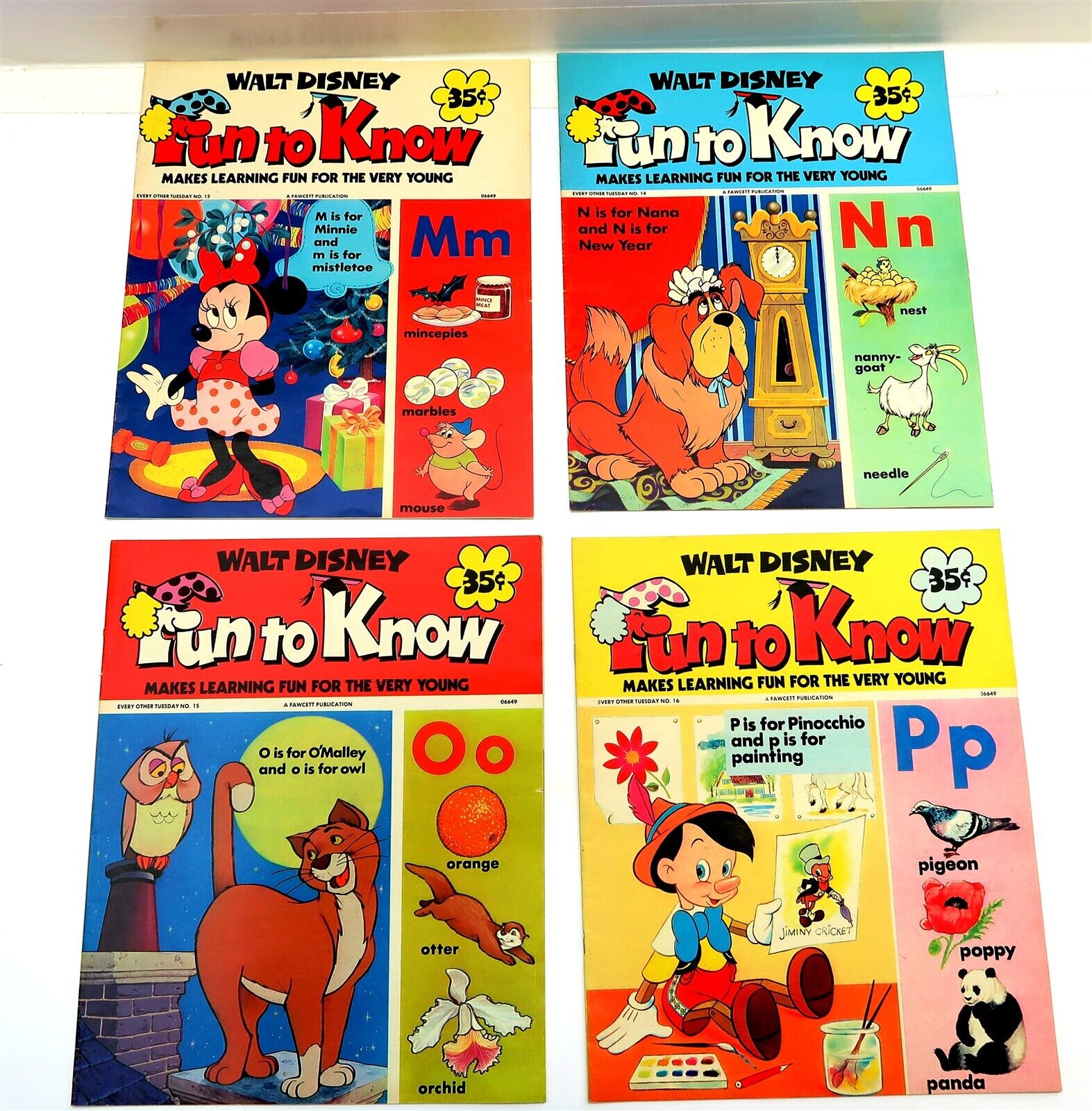 Vintage 1973/74 WALT DISNEY FUN TO KNOW Magazines Issues 13 - 16 EXCELLENT COND