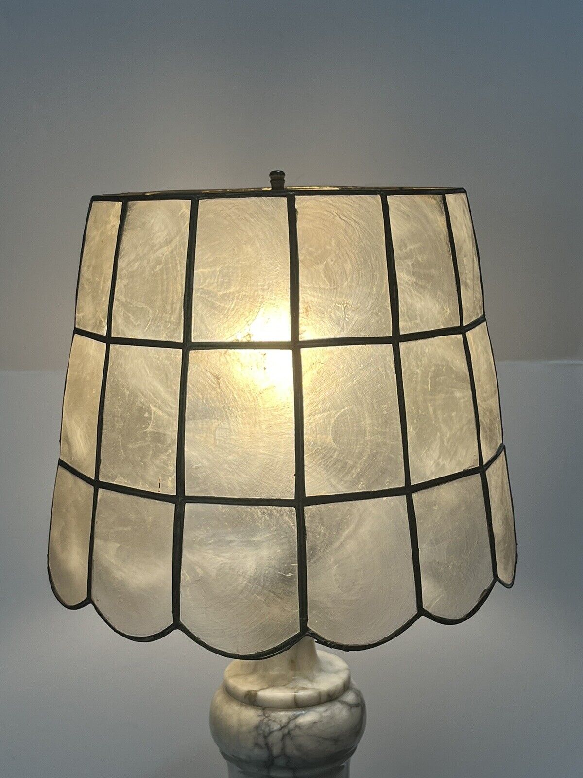 Capiz Shell Lamp Shade Oyster Tapered Mid Century Vintage 10.5” x 8.5”