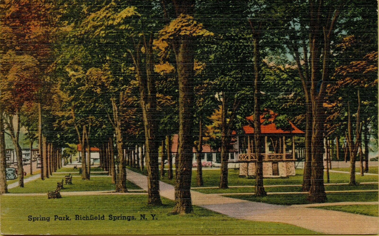 1948 Landscape View Spring Park Richfield Springs NY Postcard B45