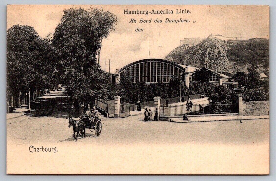 CHERBOURG FRANCE Hamburg-Amerika Linie America Line On Board Steamer Postcard
