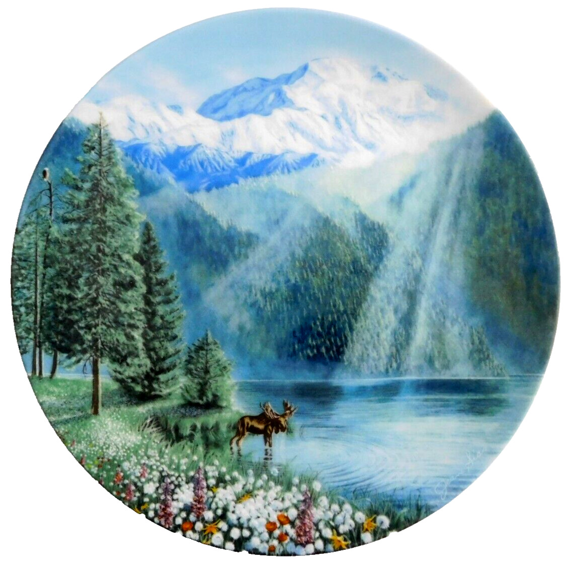 W.S. George North American Landmarks Plate Misty Morning at Mount McKinley 1991