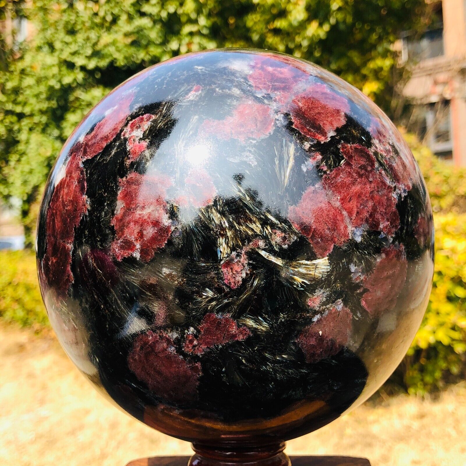 14.76LB Large Natural Garnet Sphere Crystal Firework Stone Ball Reiki Healing