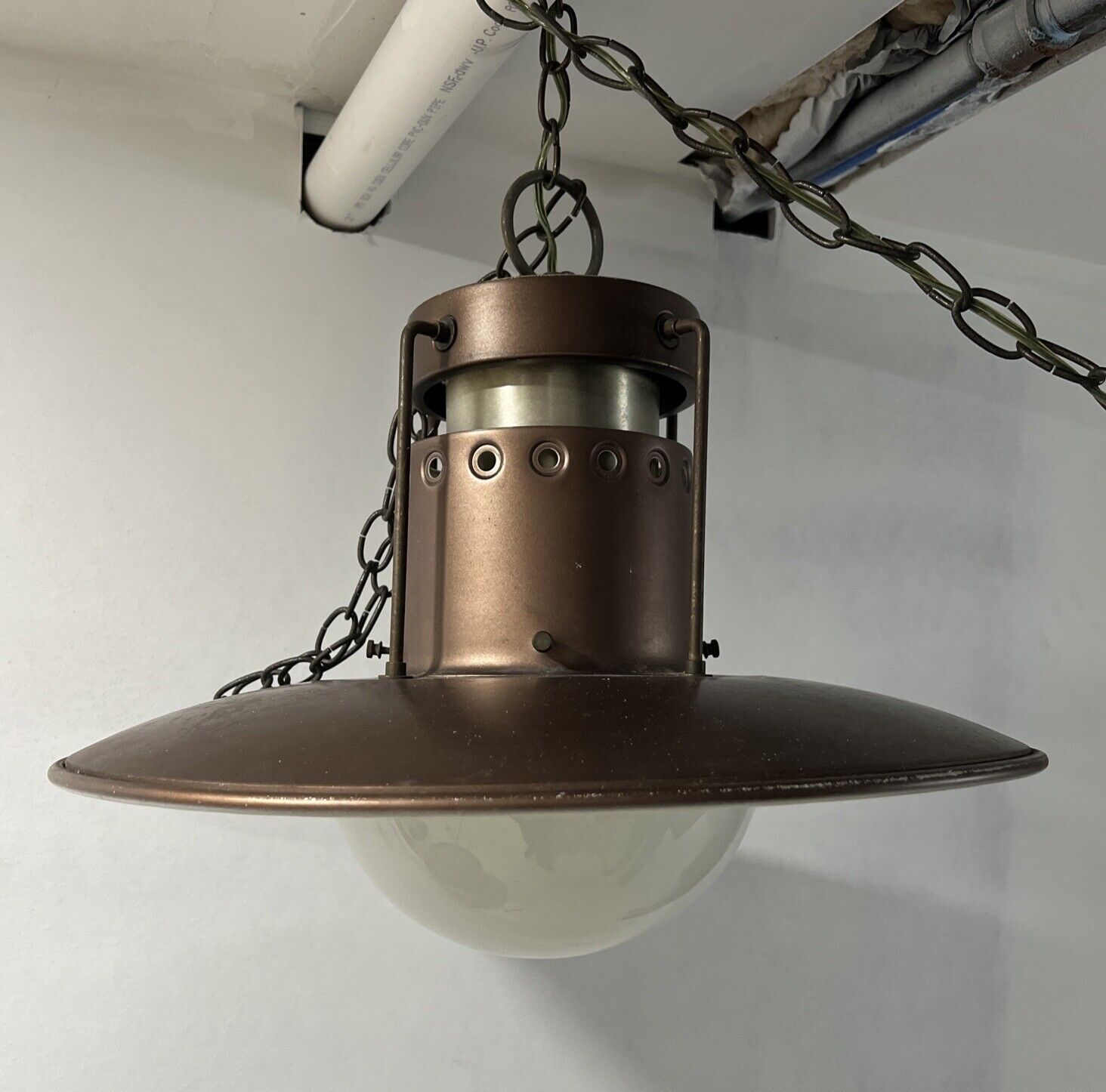 Leviton MCM Chandelier Globe Metal Tin Hanging Vintage Lamp w/Chain