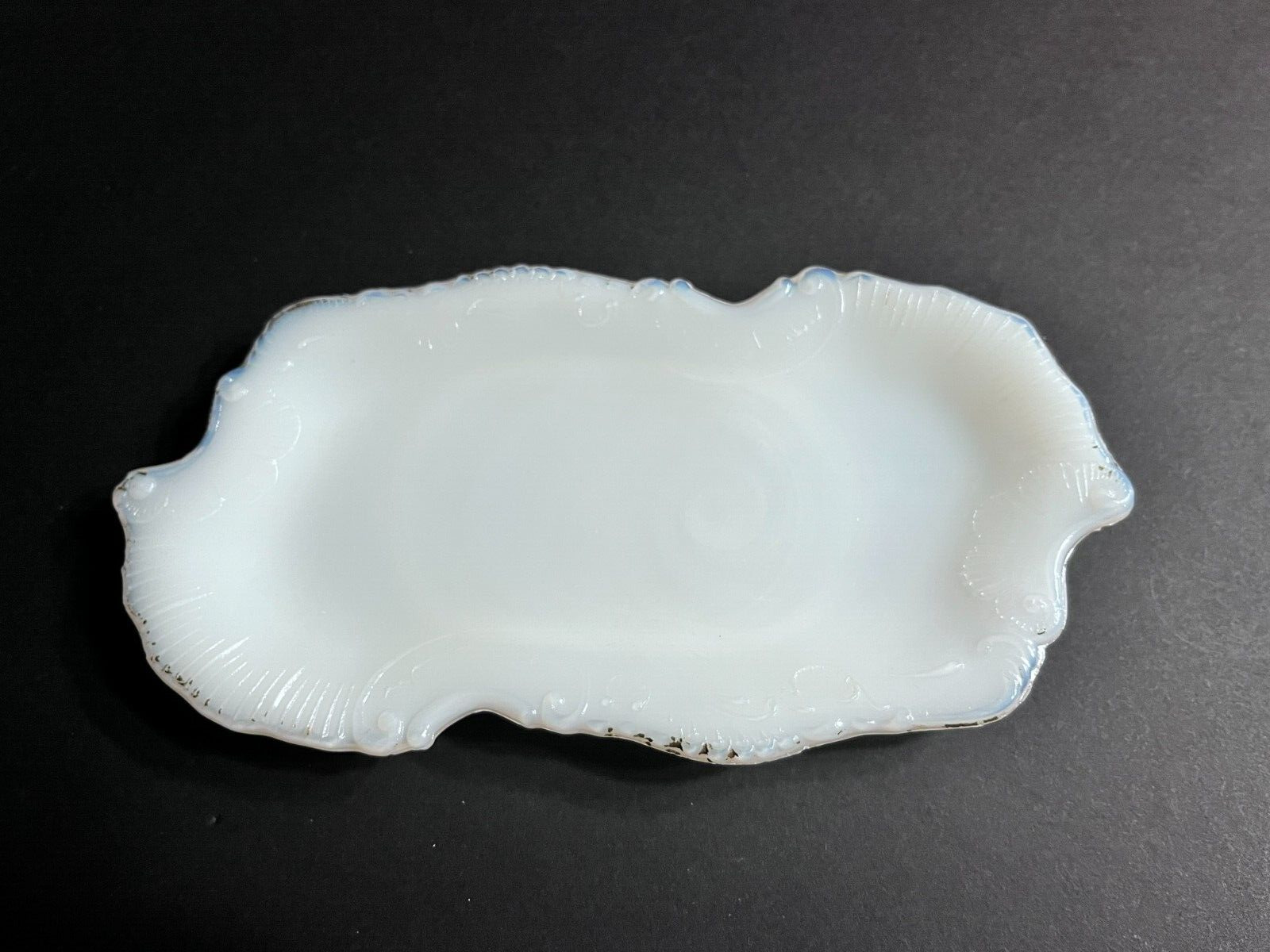 Antique Dithridge Milk Glass White Decorative Vanity Tray/Plate Dresser Piece