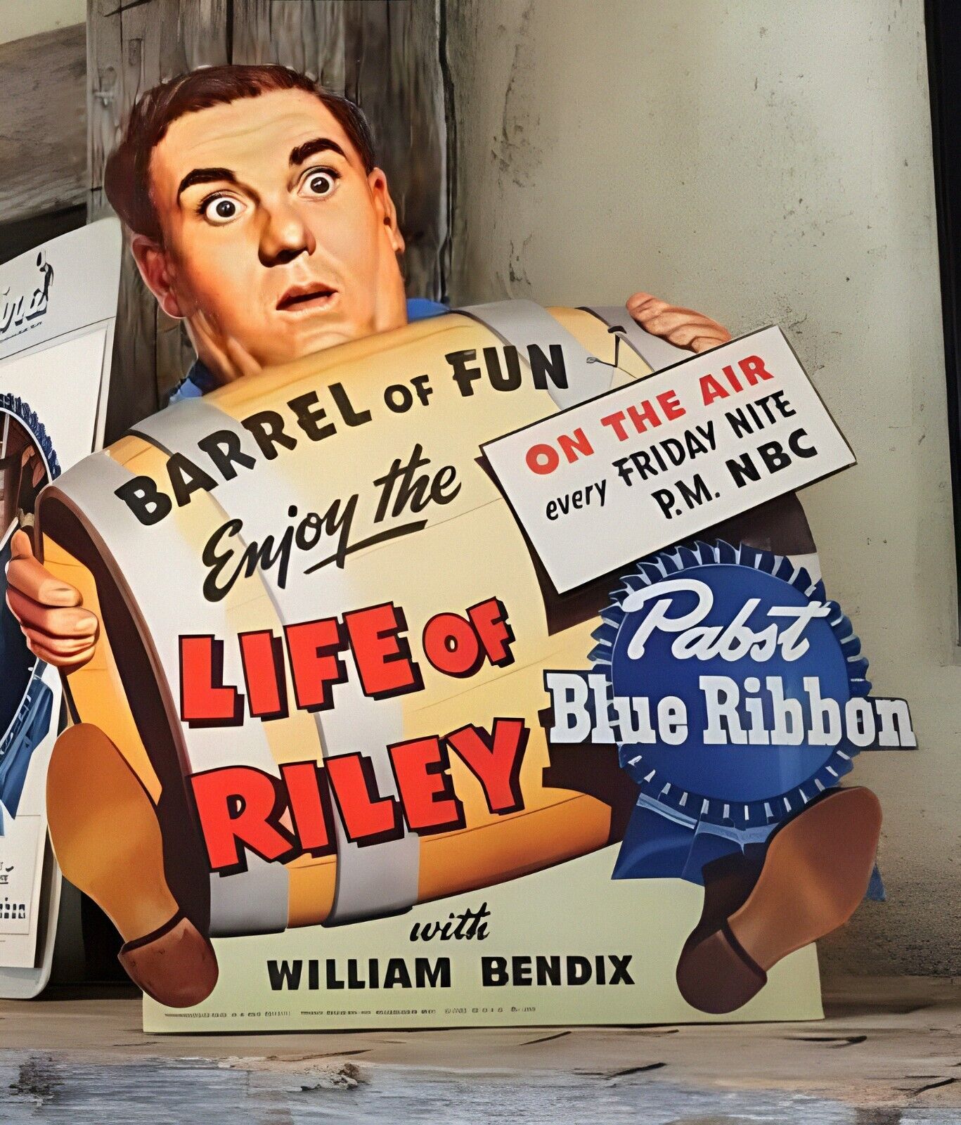 1940\'s Pabst Blue Ribbon Beer Counter Display 11x17 William Bendix Riley Replica