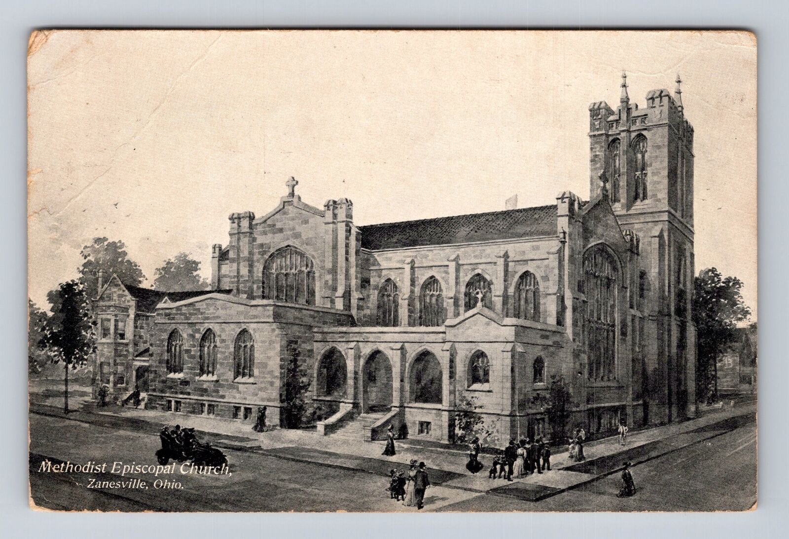 Zanesville OH-Ohio, Methodist Episcopal Church, Families, Vintage c1908 Postcard