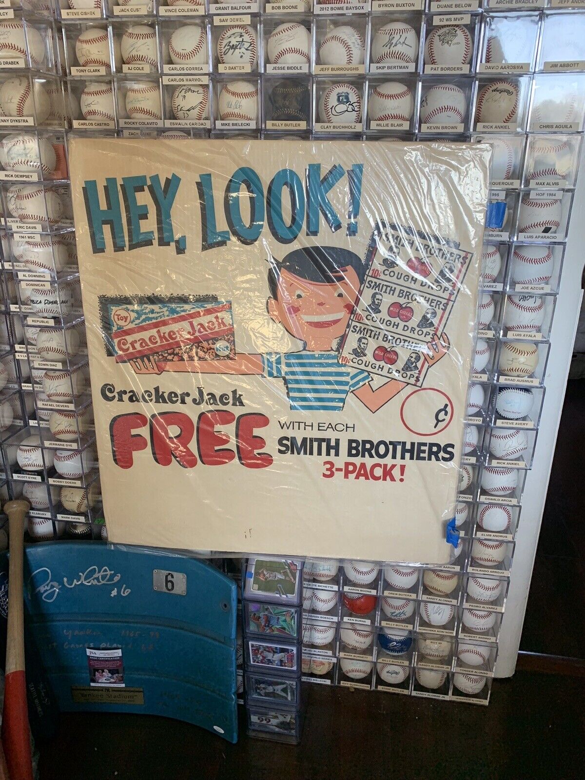 1955 Full Display Cardboard CRACKER JACK - SMITH BROTHERS COUGH DROPS