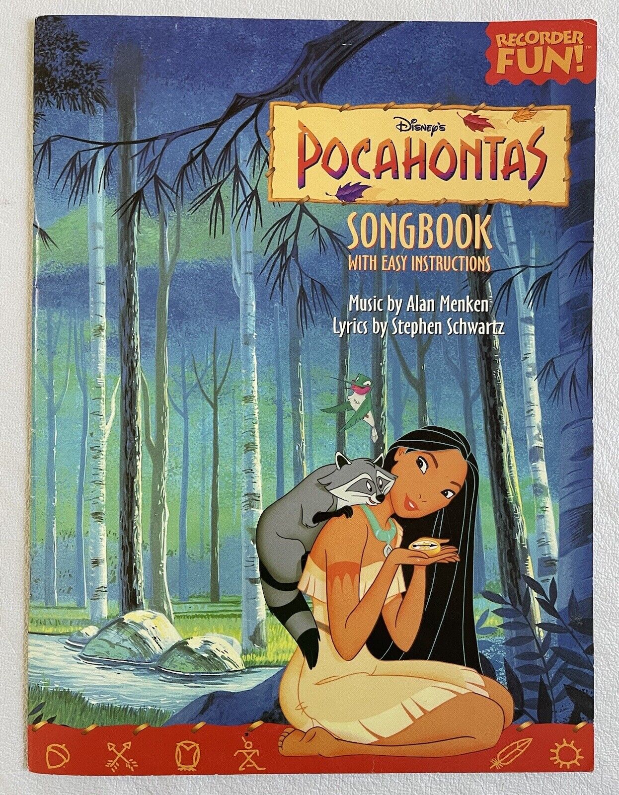 Vintage 1995 Disney Pocahontas Recorder Songbook & Coloring Book Collectible