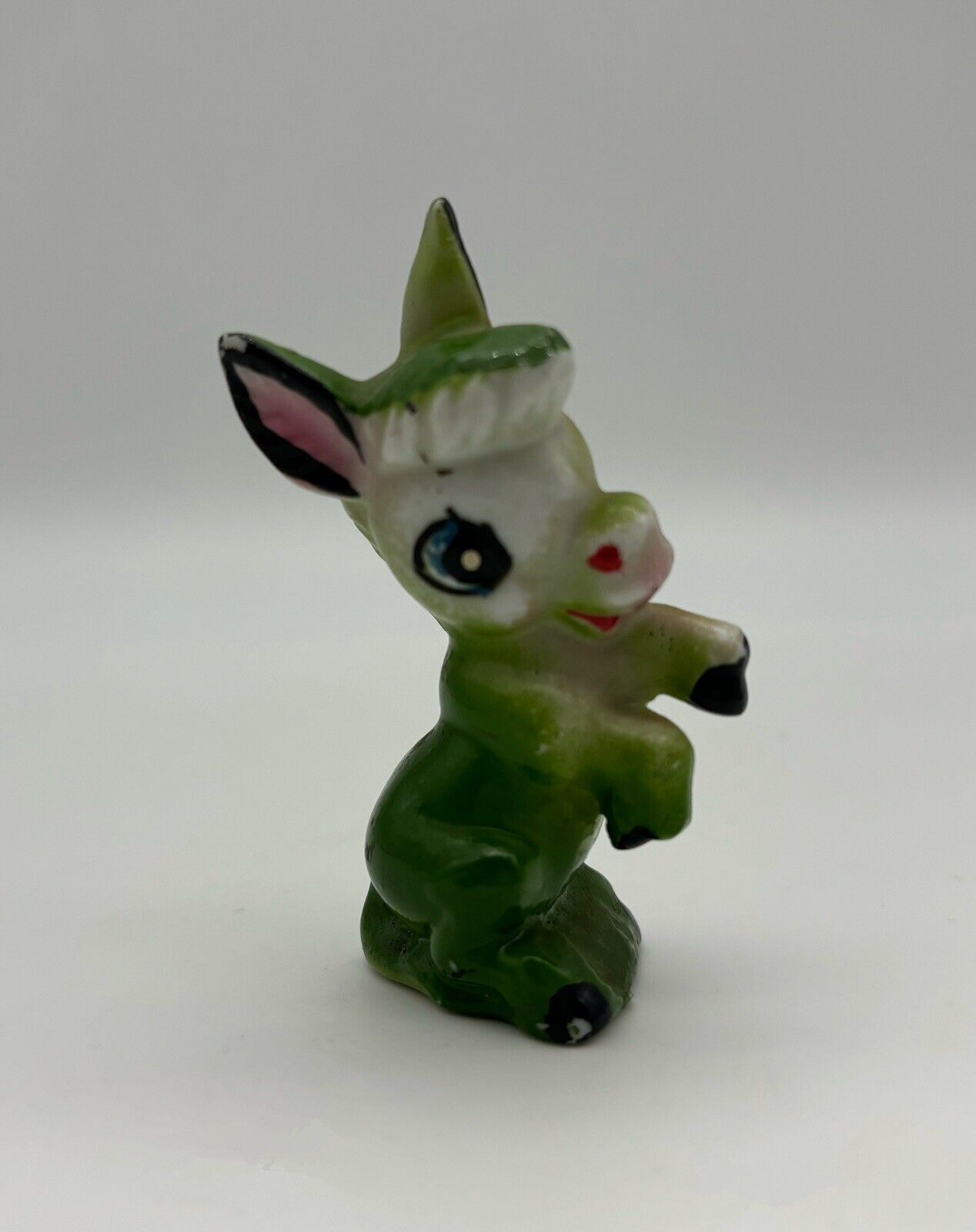 Vintage Anthropomorphic Donkey Green Standing Japan Ceramic Figurine Kitschy 2”