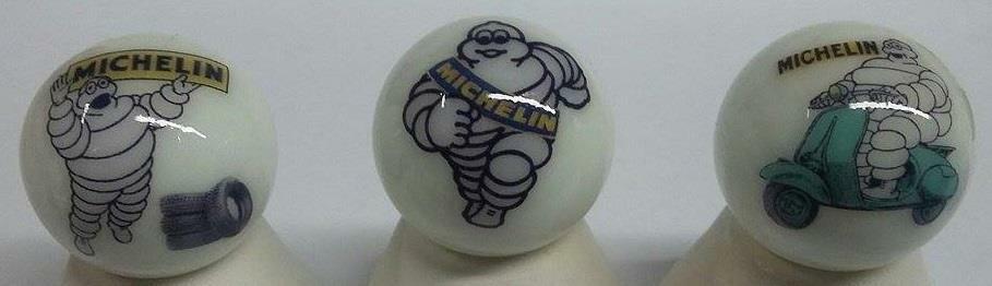 Set of 3 Michelin Man Glass Marbles