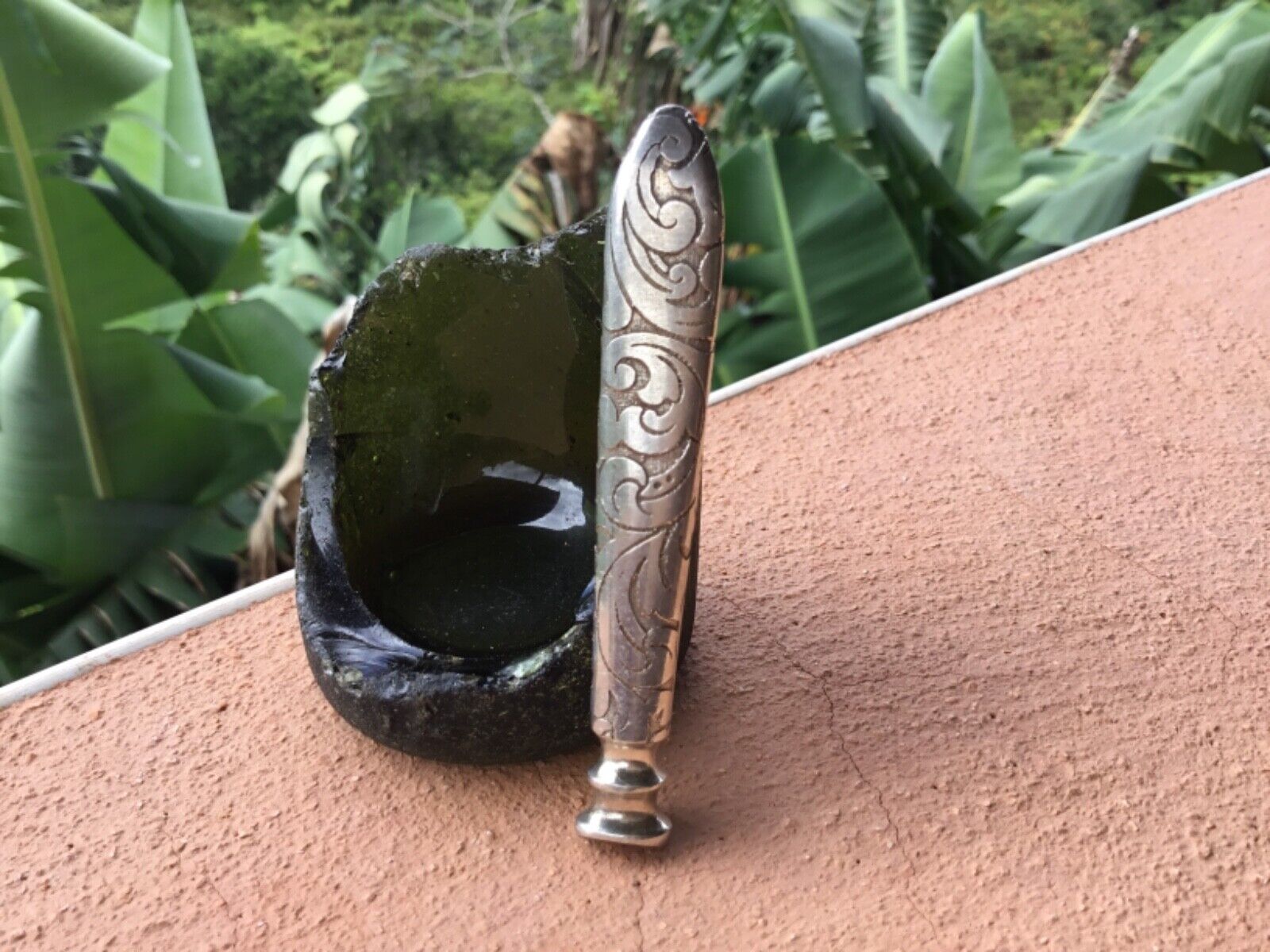 19th Century Plated Silver Arabesque Custom Tobacco Pipe Tamper