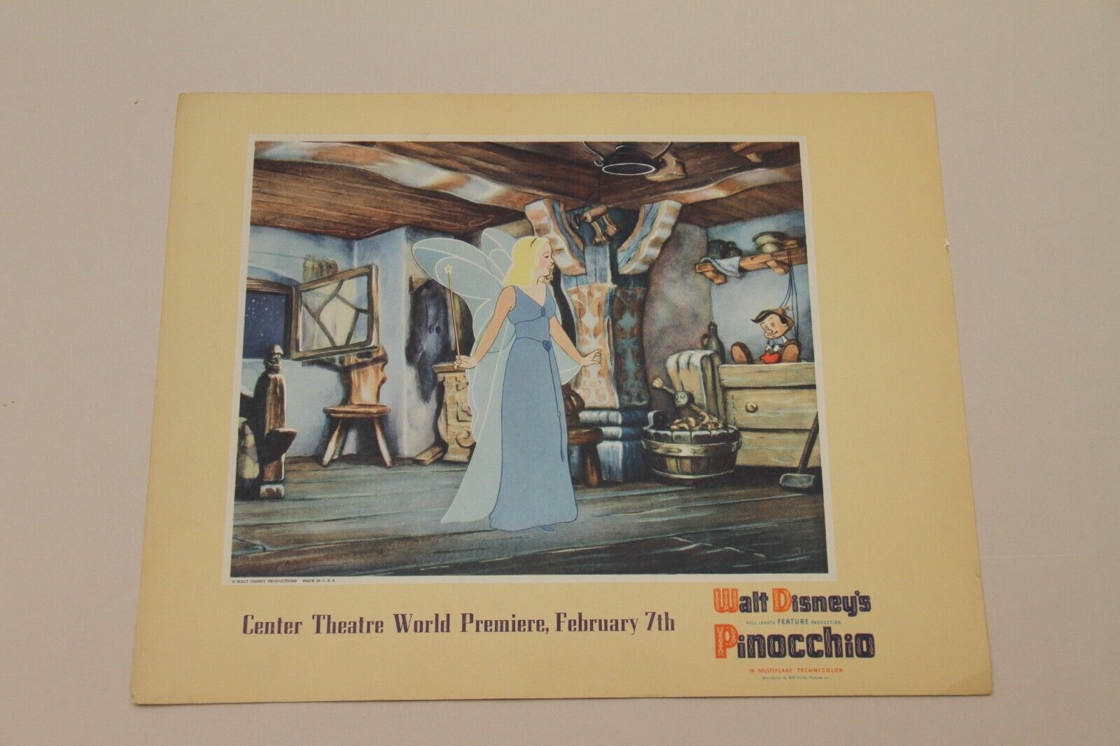 Pinocchio Disney Original Vintage Lobby Card Rainbow Room Menu Movie Poster 1940