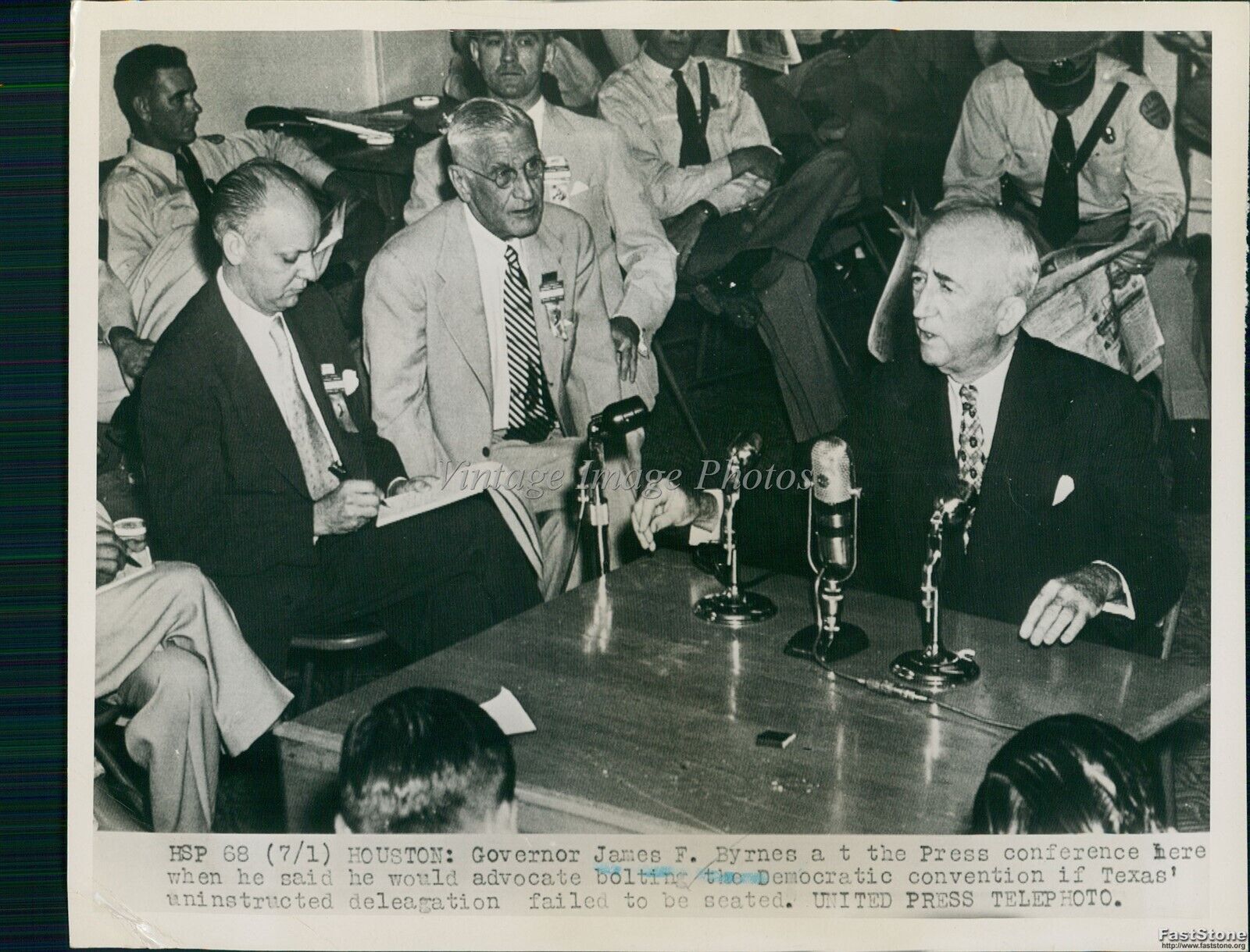 1952 Gov James F Byrnes At Houston Tx Press Conference Politics Wirephoto 7X9