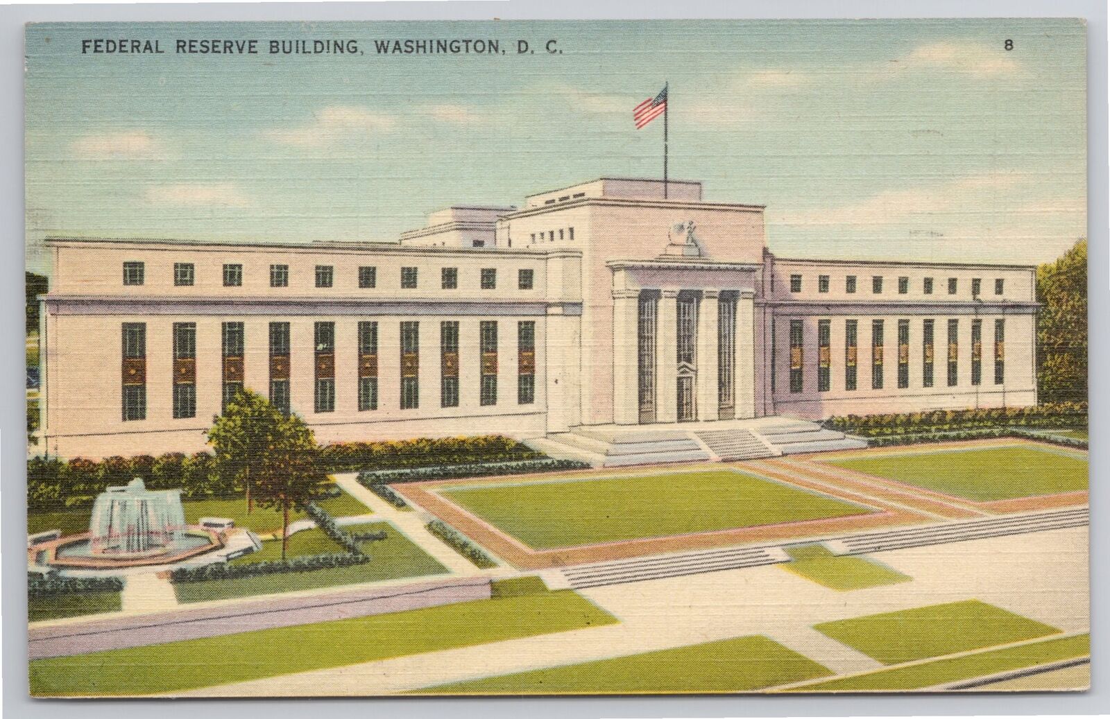 Postcard  Federal Reserve Building  WW2 Soldier Note c1945 Washington DC