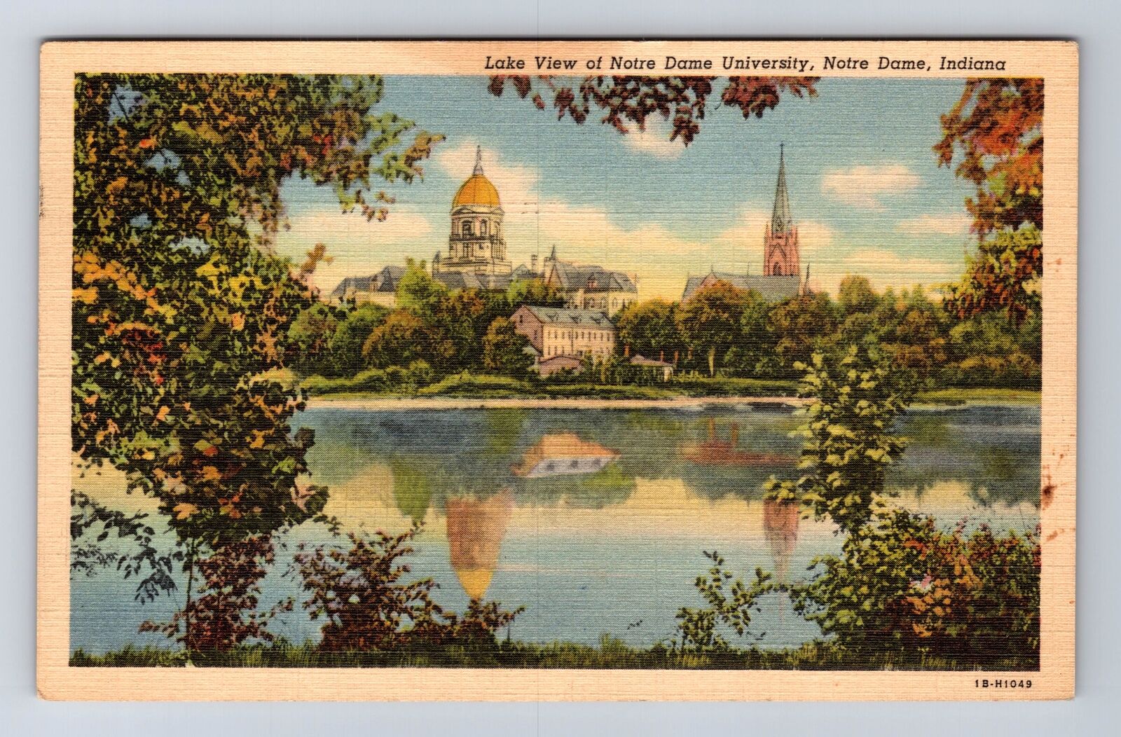 Notre Dame IN-Indiana, Lake View of Notre Dame University Vintage c1942 Postcard