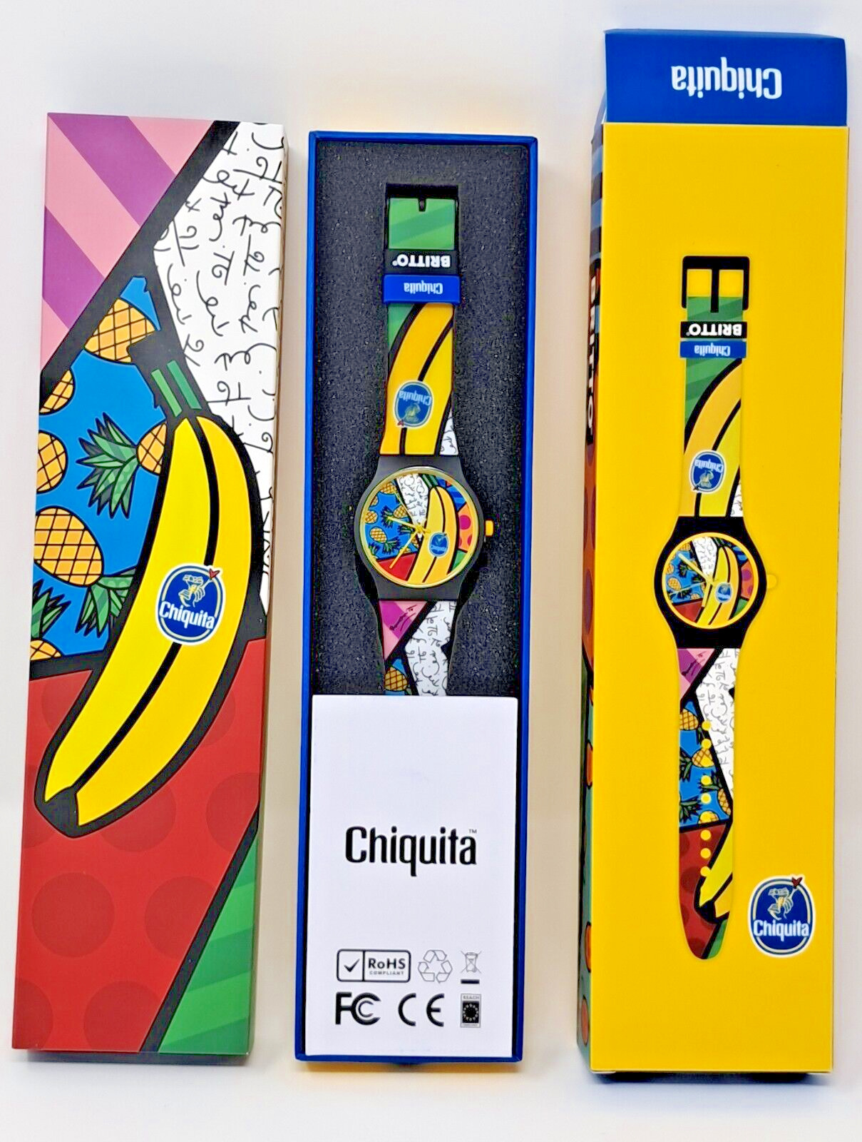 Romero Britto Chiquita Watch pop of nature Banana new in box Rare htf art