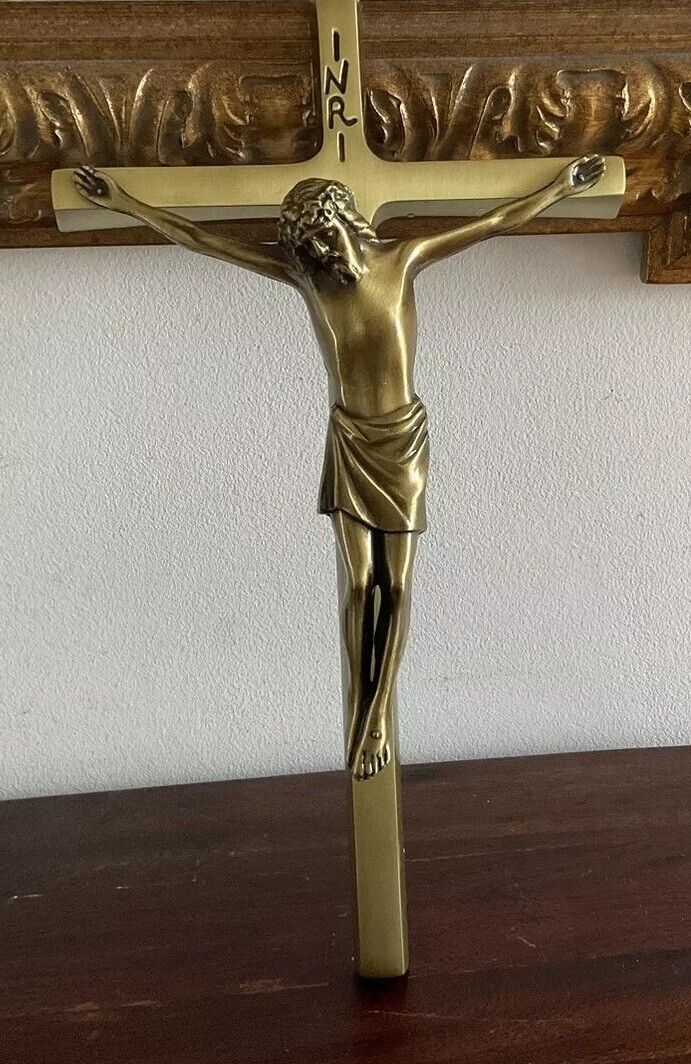 Gorgeous Vintage Solid Brass Crucifix