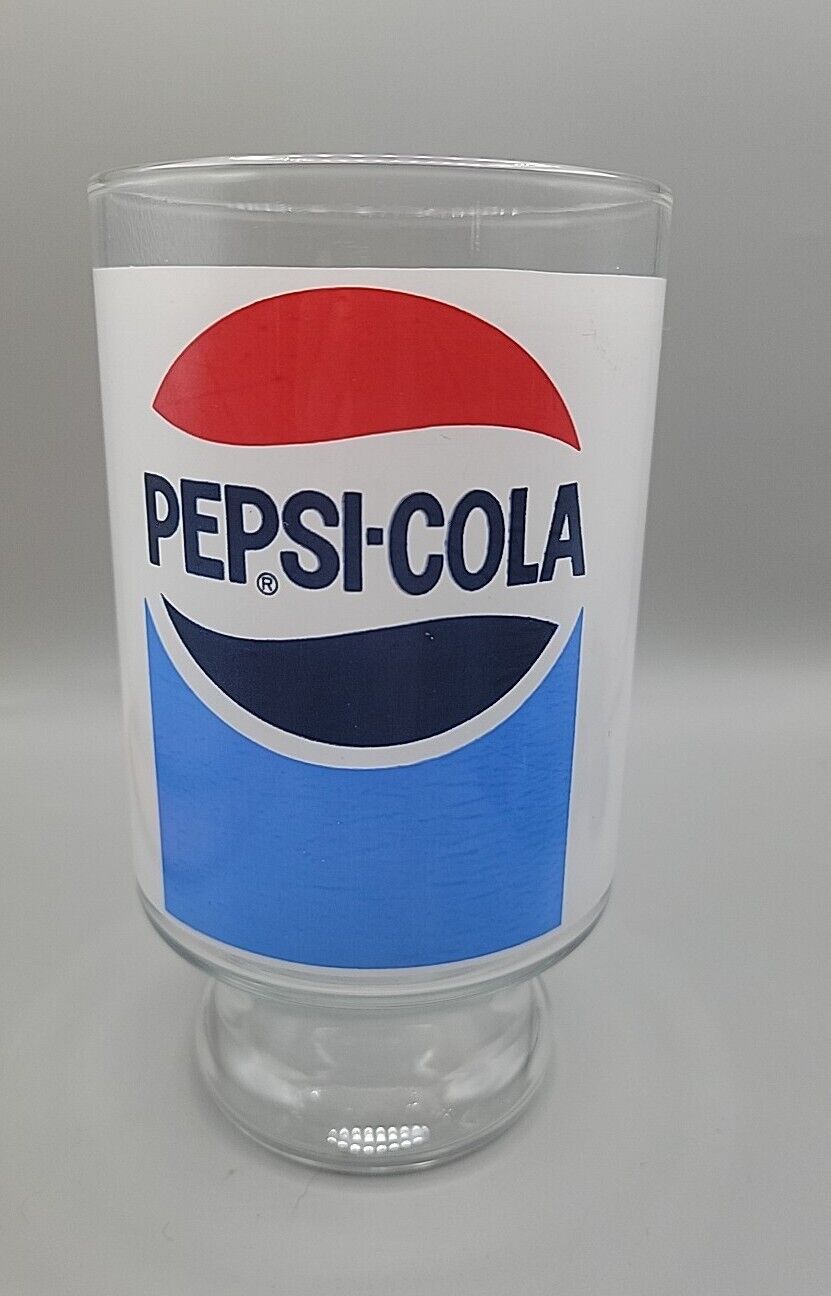Vintage Pepsi-Cola Jumbo Large Blue Red Logo Tumbler Glass Drinking Glass 32 oz.
