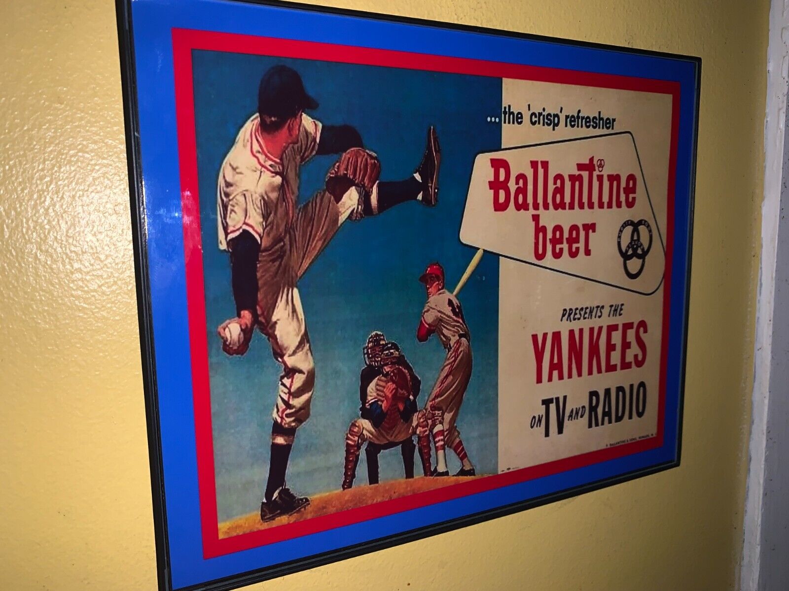 Ballantine Beer New York Yankees Baseball Radio Bar Man Cave Advertising Sign