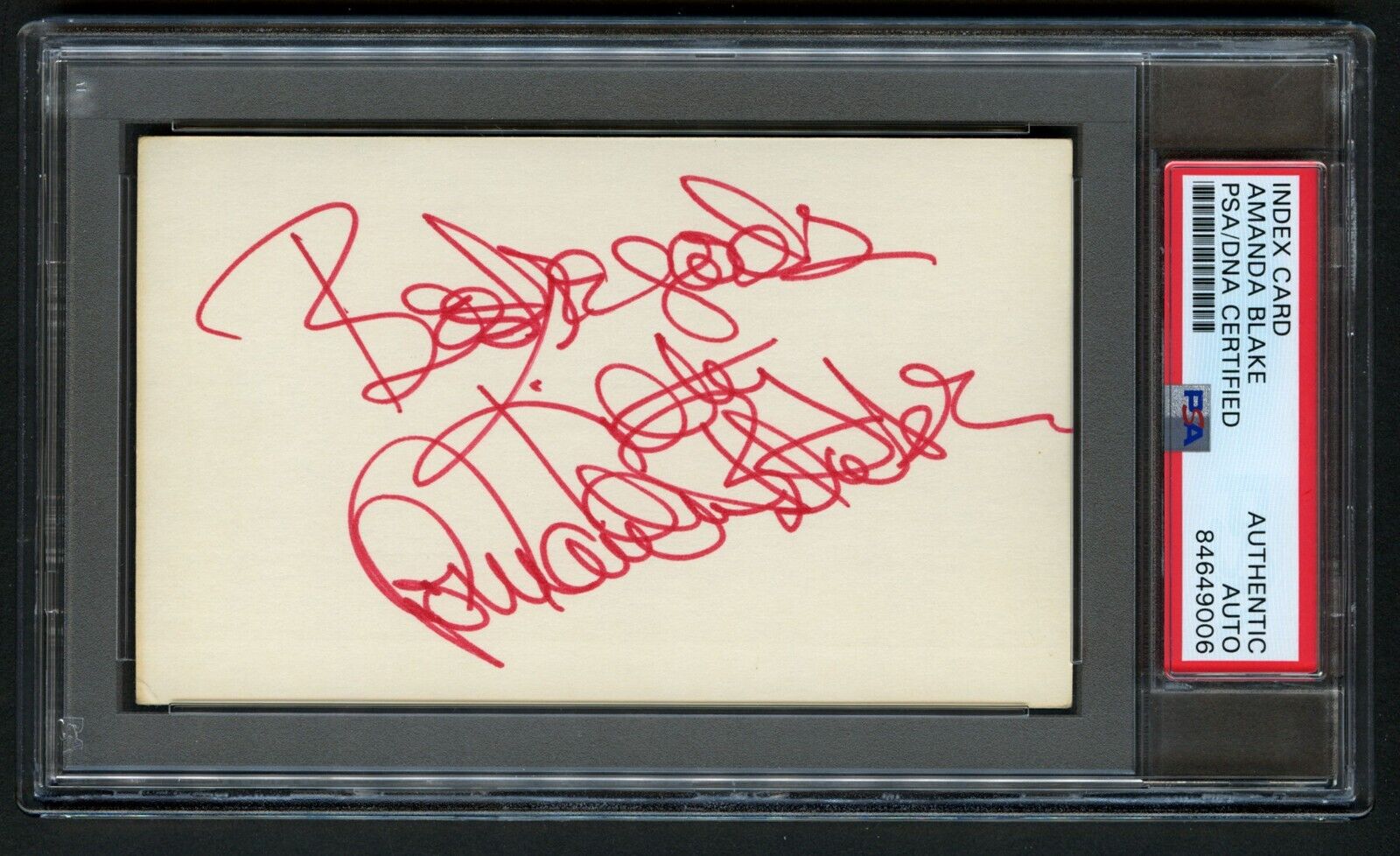 Amanda Blake signed autograph Vintage 3x5 Miss Kitty Russell Gunsmoke PSA Slab