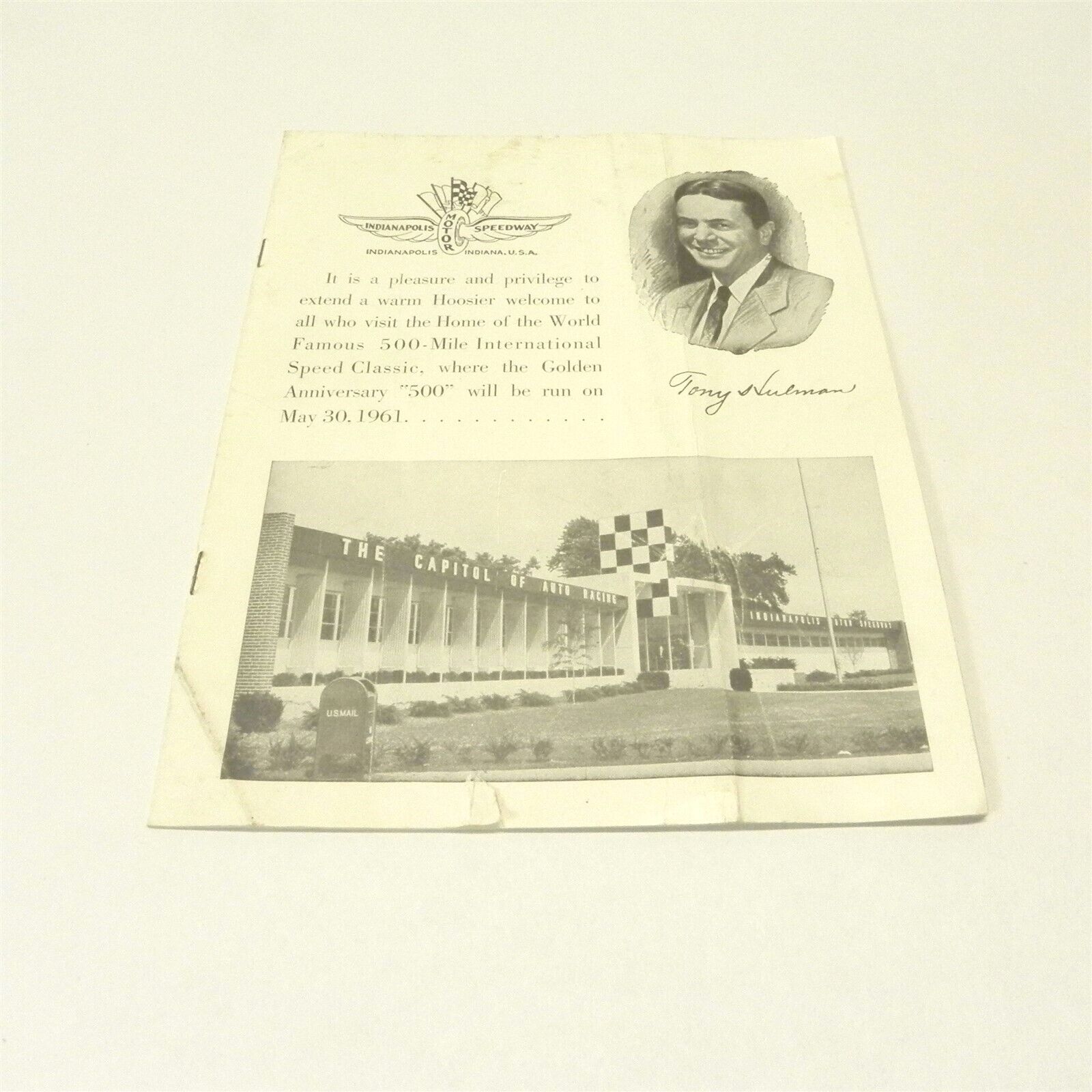 1961 INDY 500 MOTOR SPEEDWAY MUSEUM PAMPHLET USED FAIR CONDITION INFORMATION 