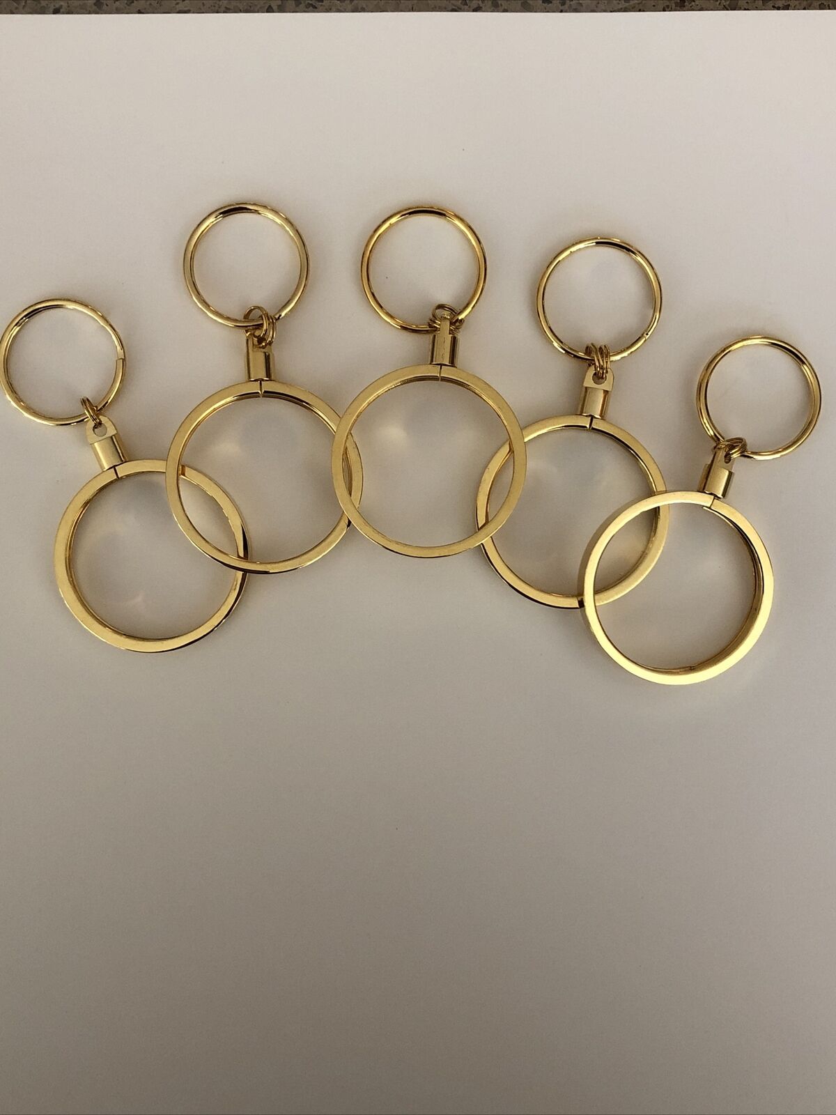 Set of 5 Gold Colored/Brass Poker Chip Key Ring Holder
