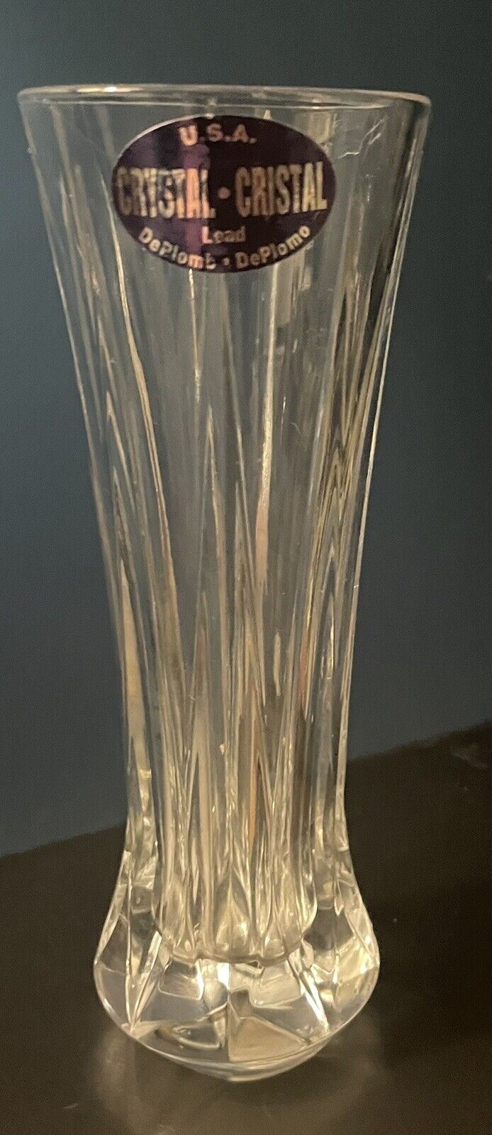 Vintage DePlomb Crystal Vase 8”
