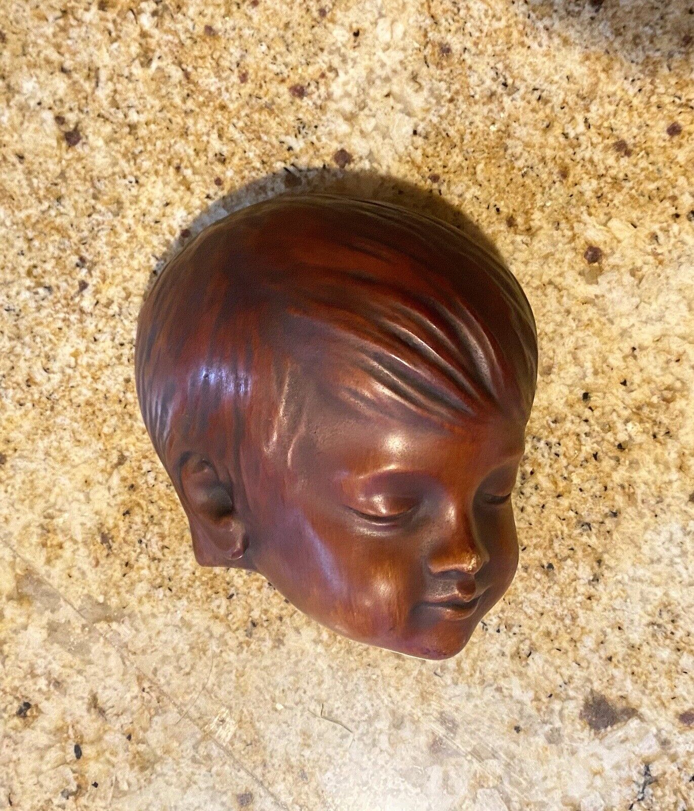 Vintage GOLDSCHEIDER Sleeping Boy Face Ceramic Wall Plaque Decor