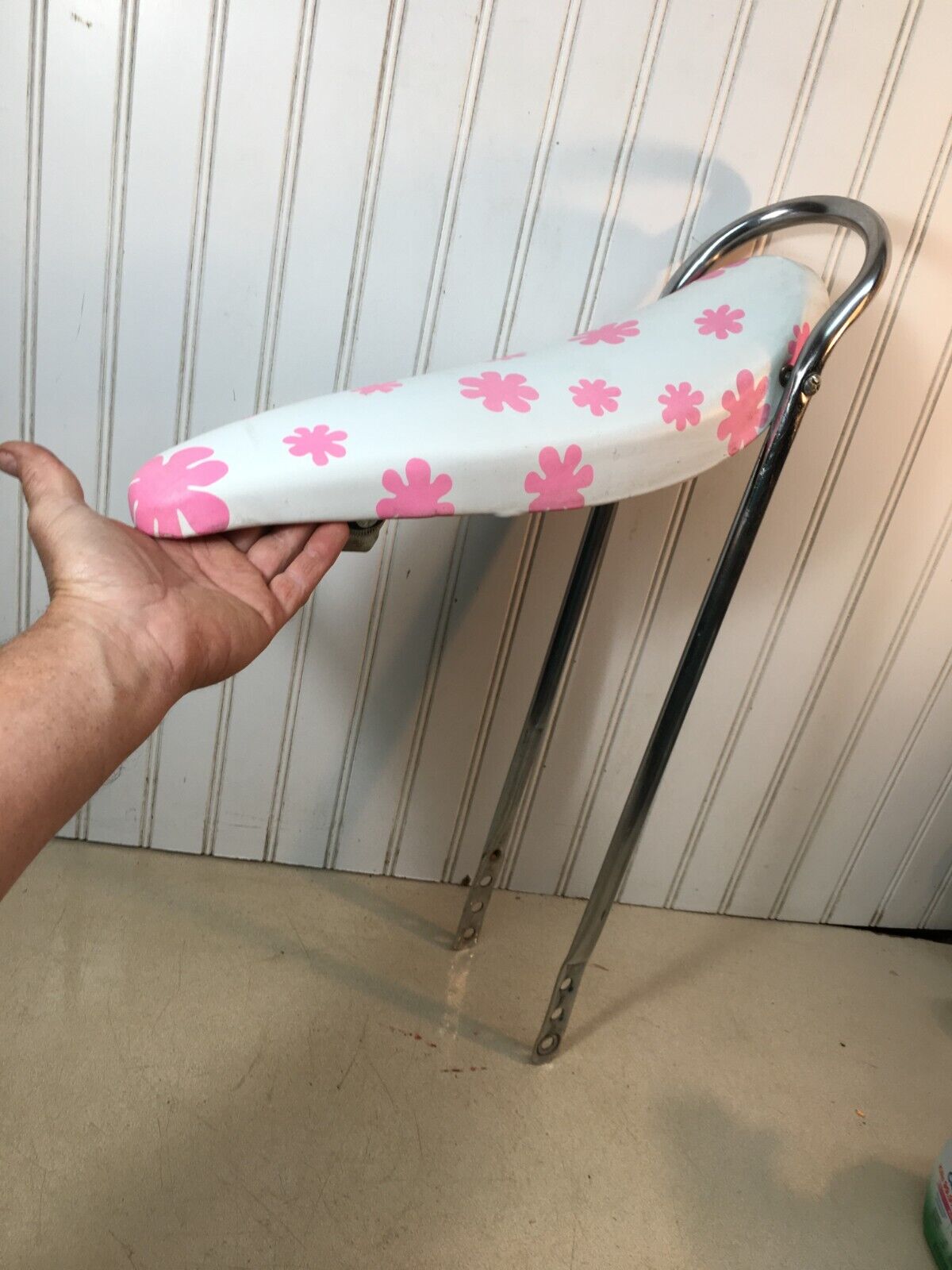 VINTAGE MUSCLE BIKE BANANA Whit with Pink Flowers SISSY BAR  SEAT 16IN