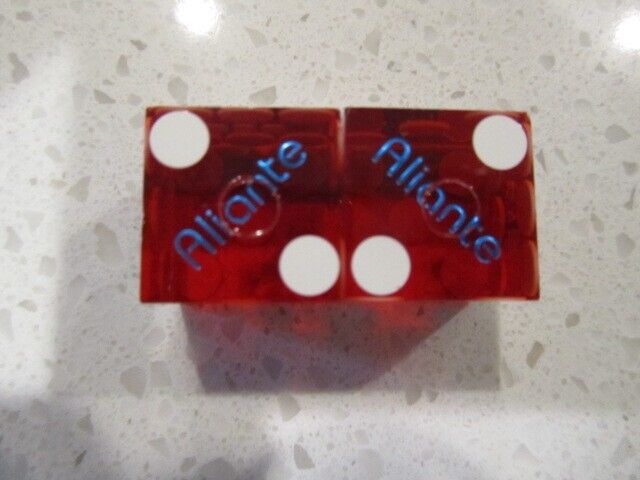 ALIANTE Hotel & Casino Blue Text Pair of Red DICE + FREE Las Vegas Poker Chip