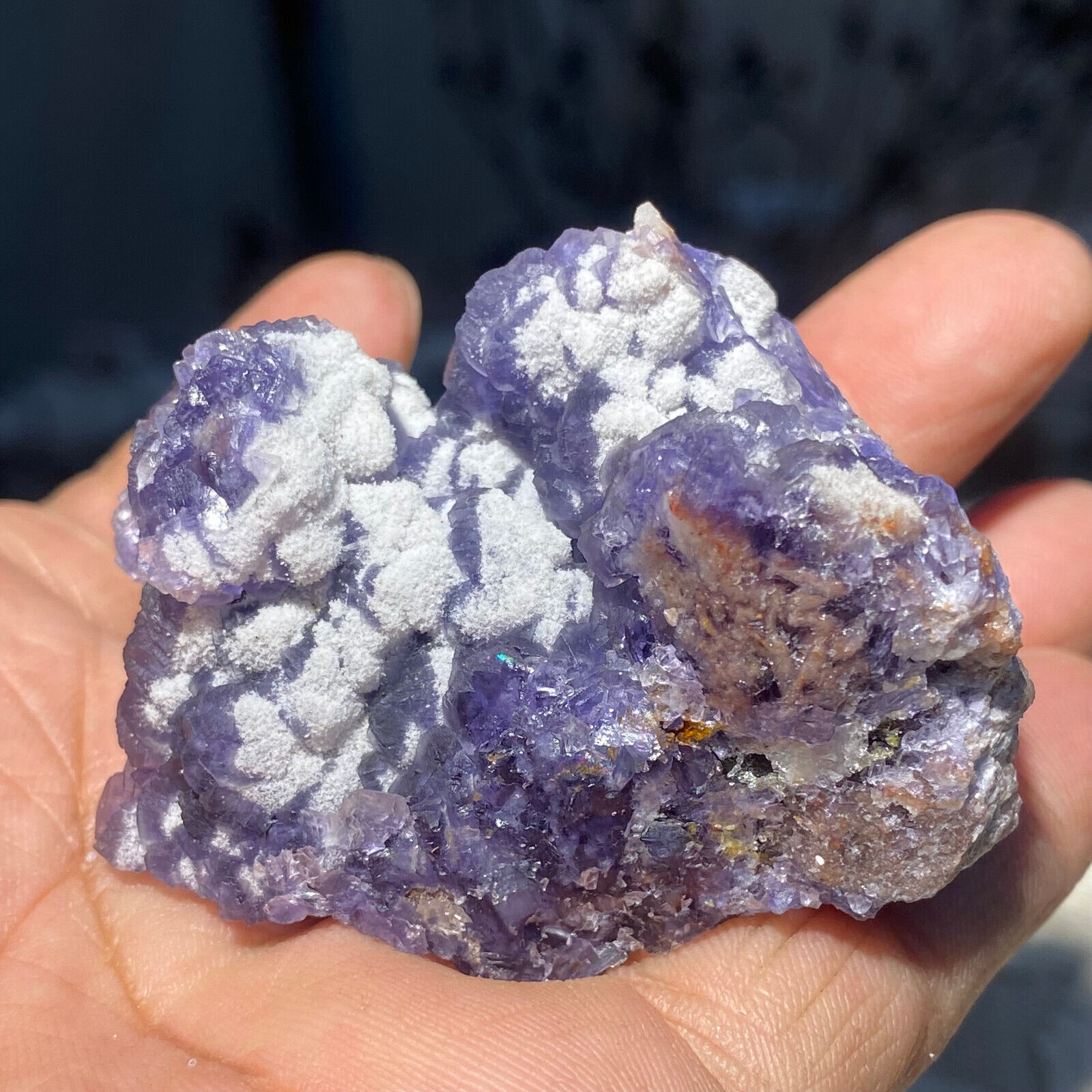 113g Purple Fluorite Cube Particle Snowy Mountain Quartz Crystal Specimen