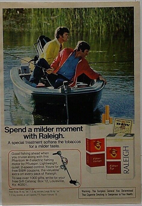 1973 Raleigh  Spend a milder moment with Raleigh Vintage Magazine Print Ad
