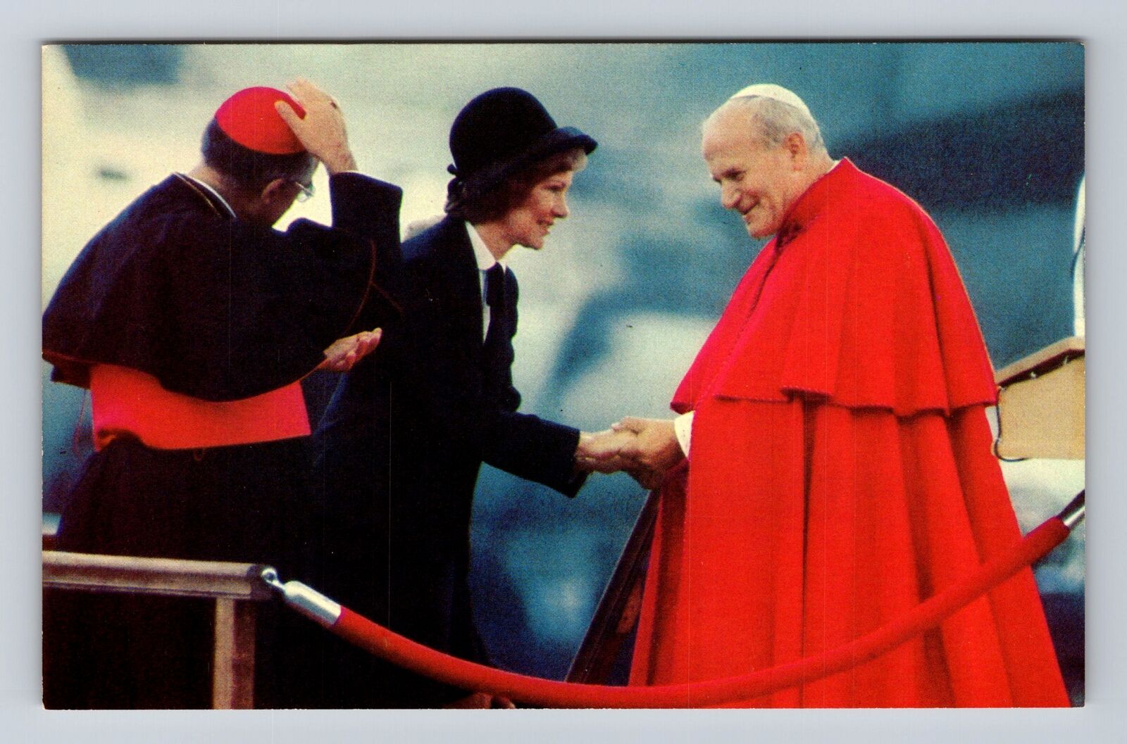 Roslyn Carter Greets Pope John Paul II, October 6, 1979, Vintage Postcard