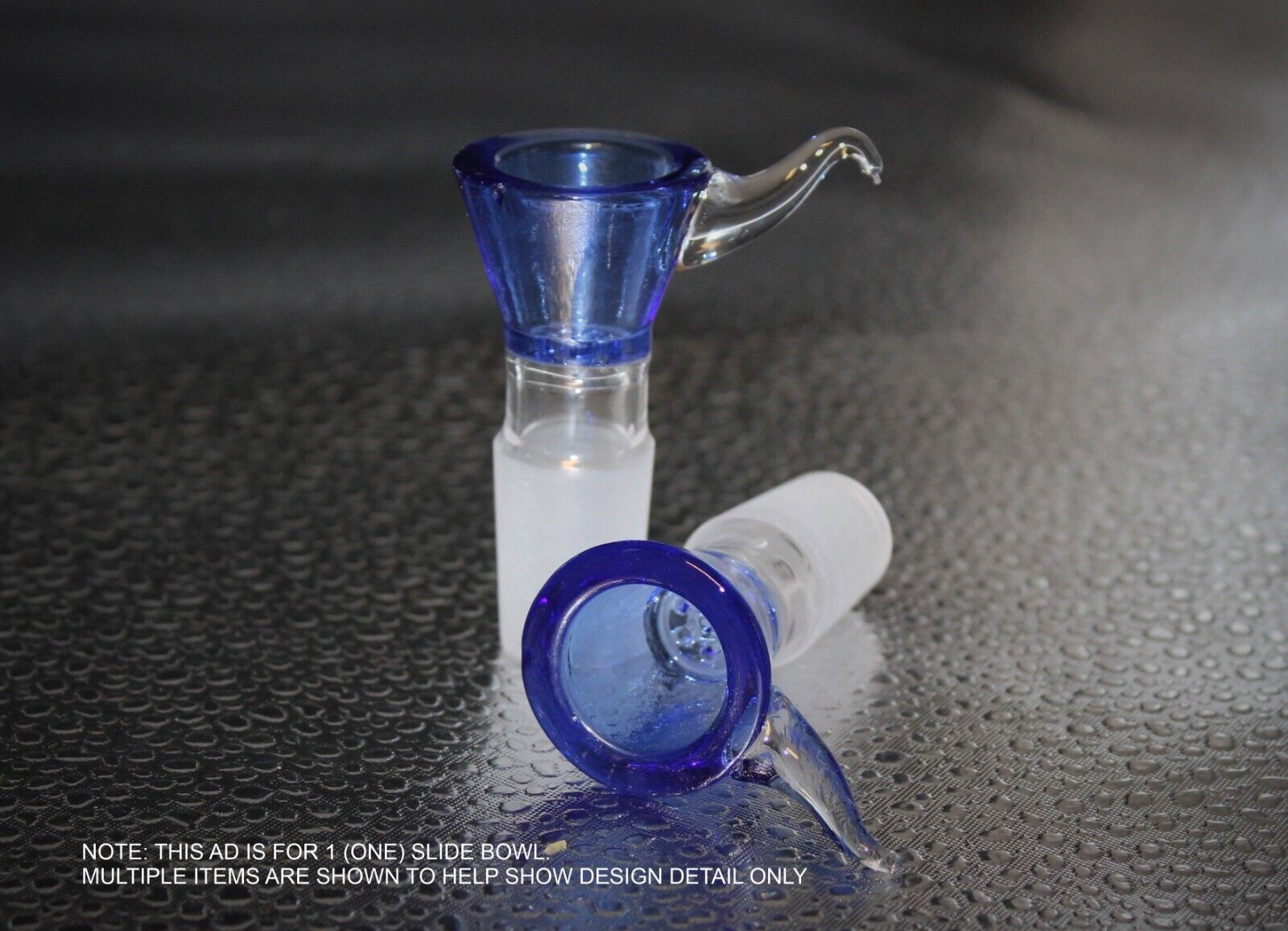 14mm HORNED BLUE & CLEAR HONEYCOMB SCREEN SLIDE tobacco only Glass slide bowl