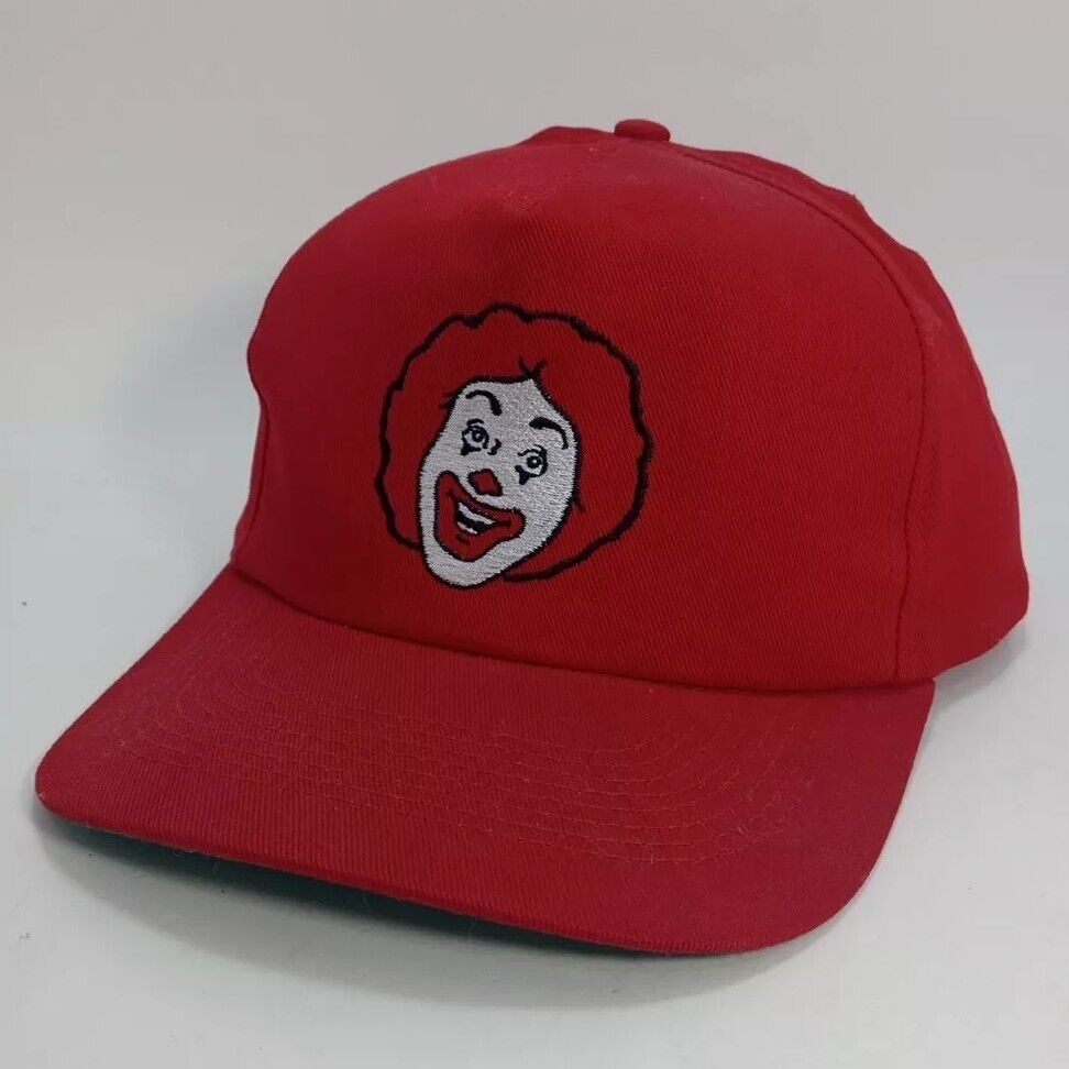 Vintage McDonald\'s Ronald McDonald Adjustable Red Snapback Hat Rare