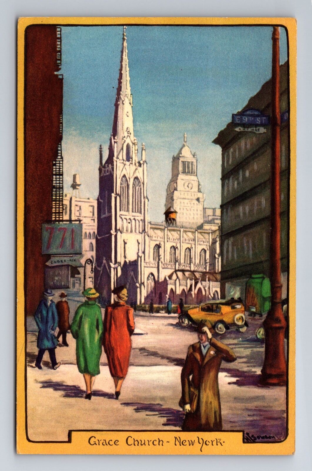New York NY-New York, Grace Episcopal Church, Antique c1941 Vintage Postcard