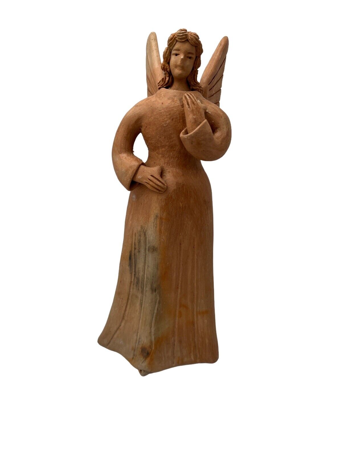 Terra-cotta Angel  Candle Holder Folk Art Pottery 9” Tall Guatemala