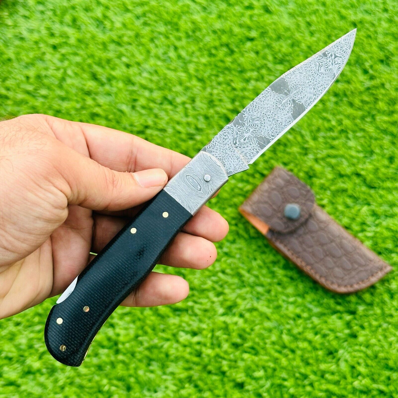 Master Cut Handmade Mosaic Damascus Pocket Knife , G10 Handle MC-09