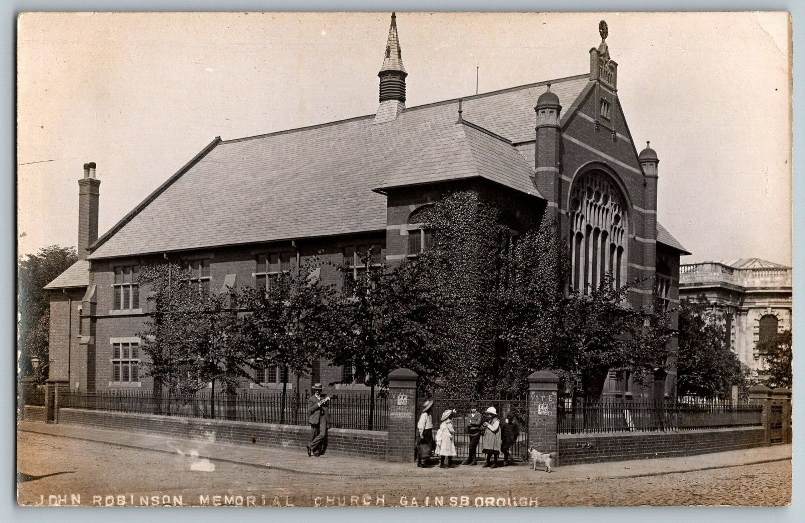 RPPC Vintage Postcard - John Robinson Memorial Church Gainsborough - Real Photo