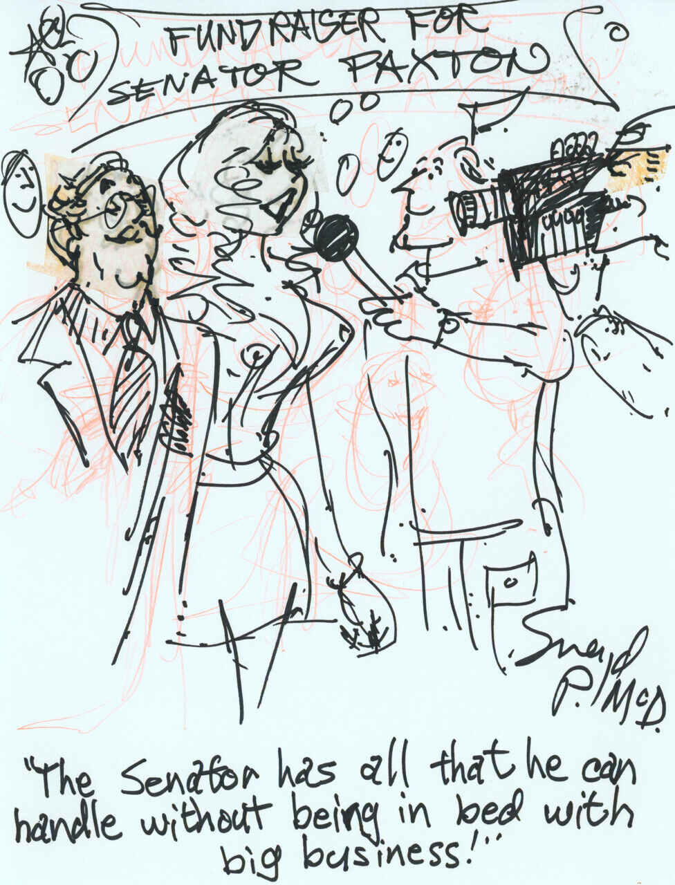Doug Sneyd Signed Original Art Sketch Playboy Gag Rough ~ Politics / Senator