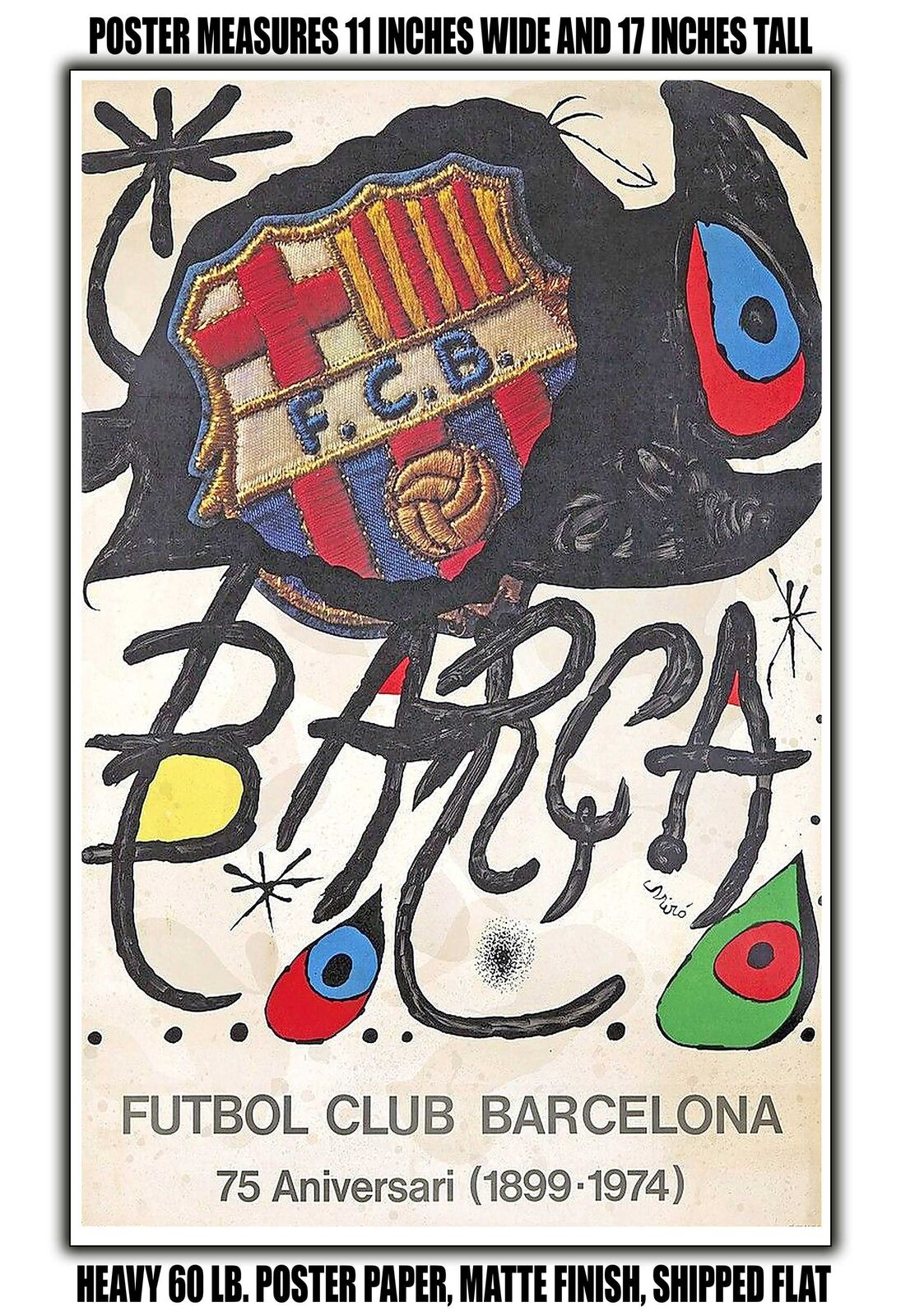 11x17 POSTER - 1974 Futbol Club Barcelona 75th Anniversary 1899-1974
