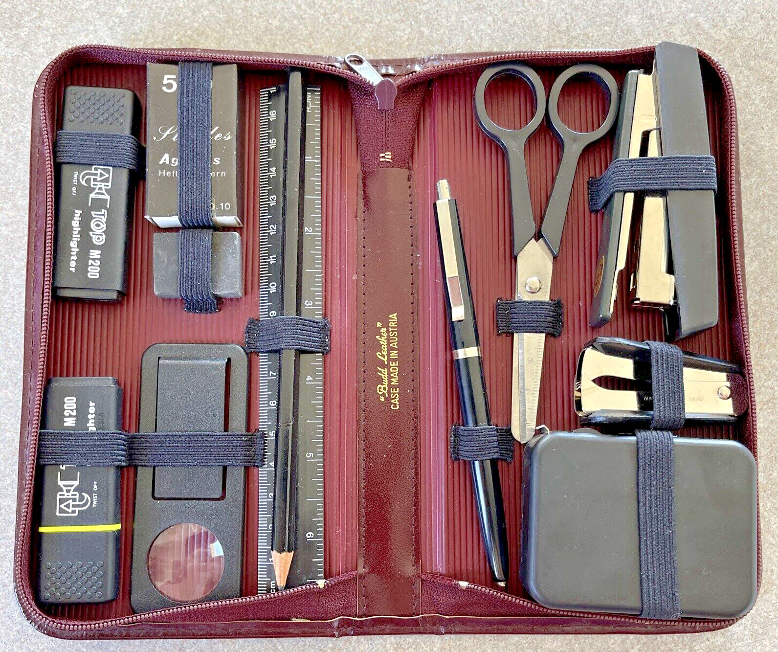 VTG 1980s Sergio Valente Leather Travel Case Desk & Office Supplies Austria