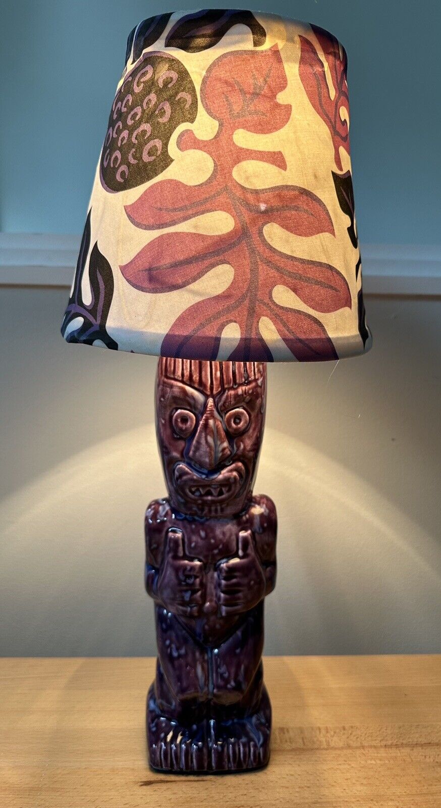 Rare One Of A Kind Cotiki 2014 Marquesan Tiki Lamp Purple 18” Tall