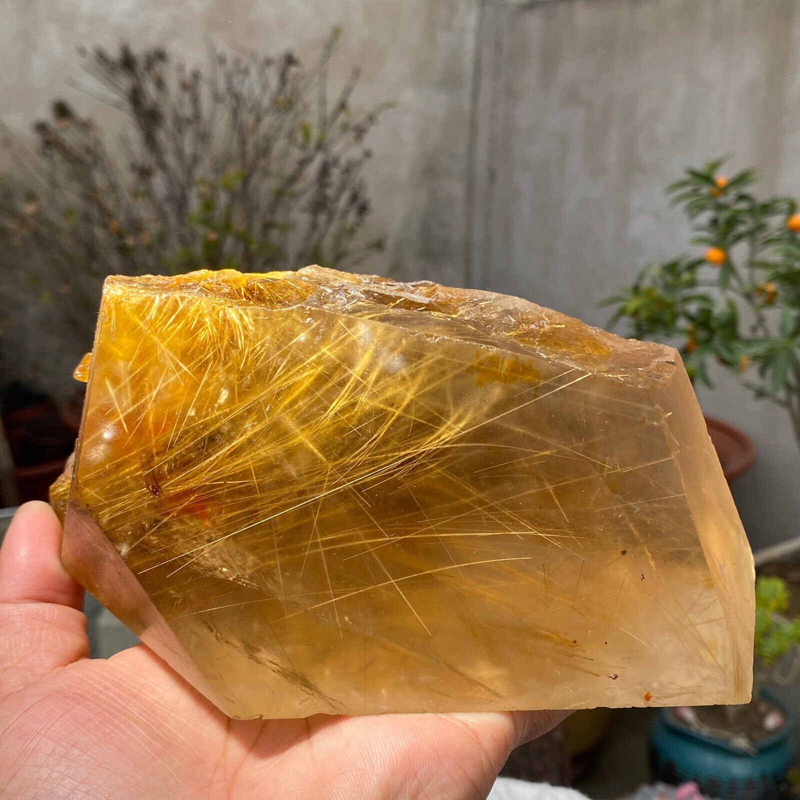3.4lb Large Rutilated Quartz Smoky Crystal Rough Specimen Gold Angel Hair Brazil