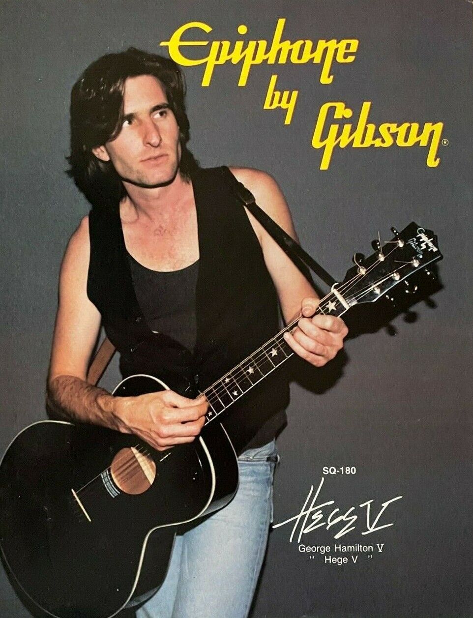 Original 1988 Epiphone By Gibson Guitar Bi-Fold Color Dealer Brochure / Catalog