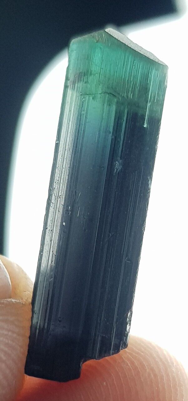 9.20 Ct natural Terminated Bluish Green Cap Tourmaline Crystal From Afghanistan 