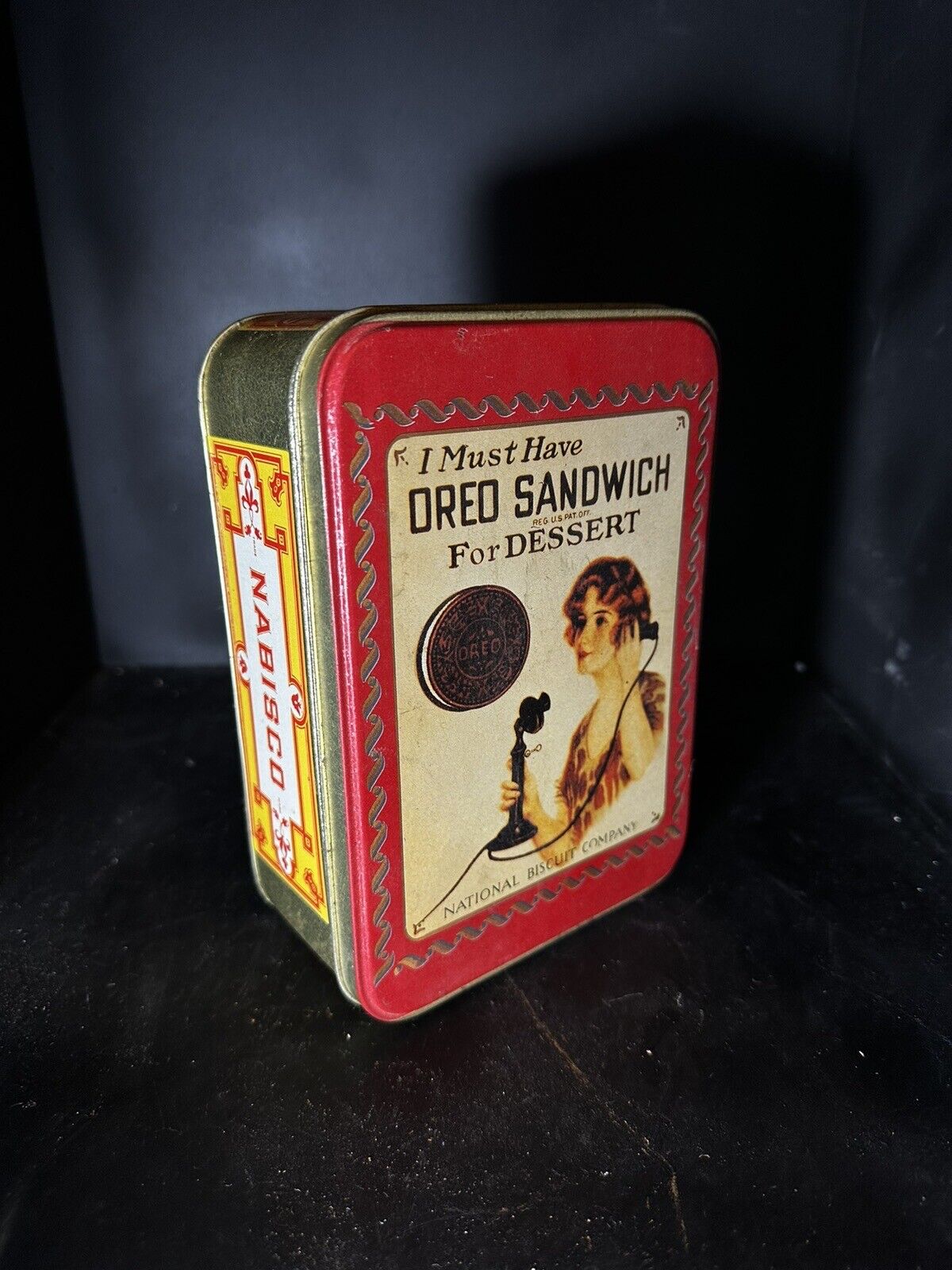1986 Nabisco Brand Oreo Sandwich Cookie Tin Replica 1918 Advertisement Vintage